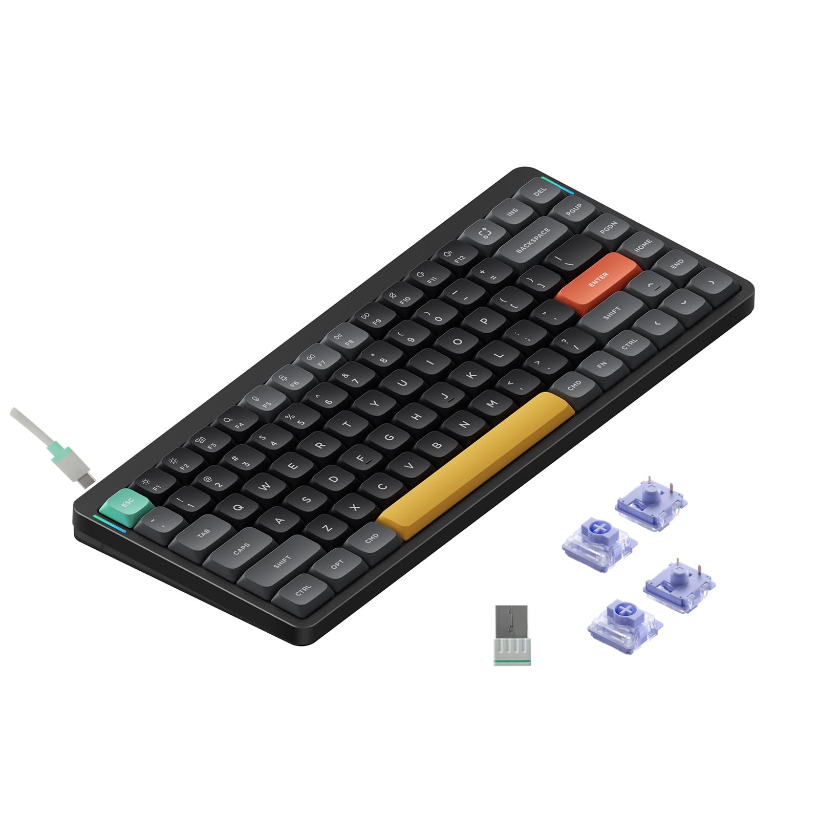 Nuphy Air75 V2 75% Compact Wireless Mechanical Keyboard - Bluetooth/2.4G/USB-C RGB Backlit, Gateron Wisteria Switches, Compatible with Windows/Mac/Linux - Perfect for Gaming, Office Work & Travel