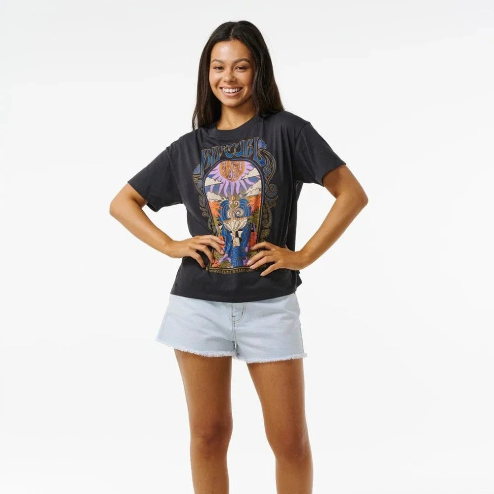Rip Curl Women's Alchemy Relaxed Fit Short Sleeve T-Shirt - Casual Comfort for Beach, Surf & Everyday Wear