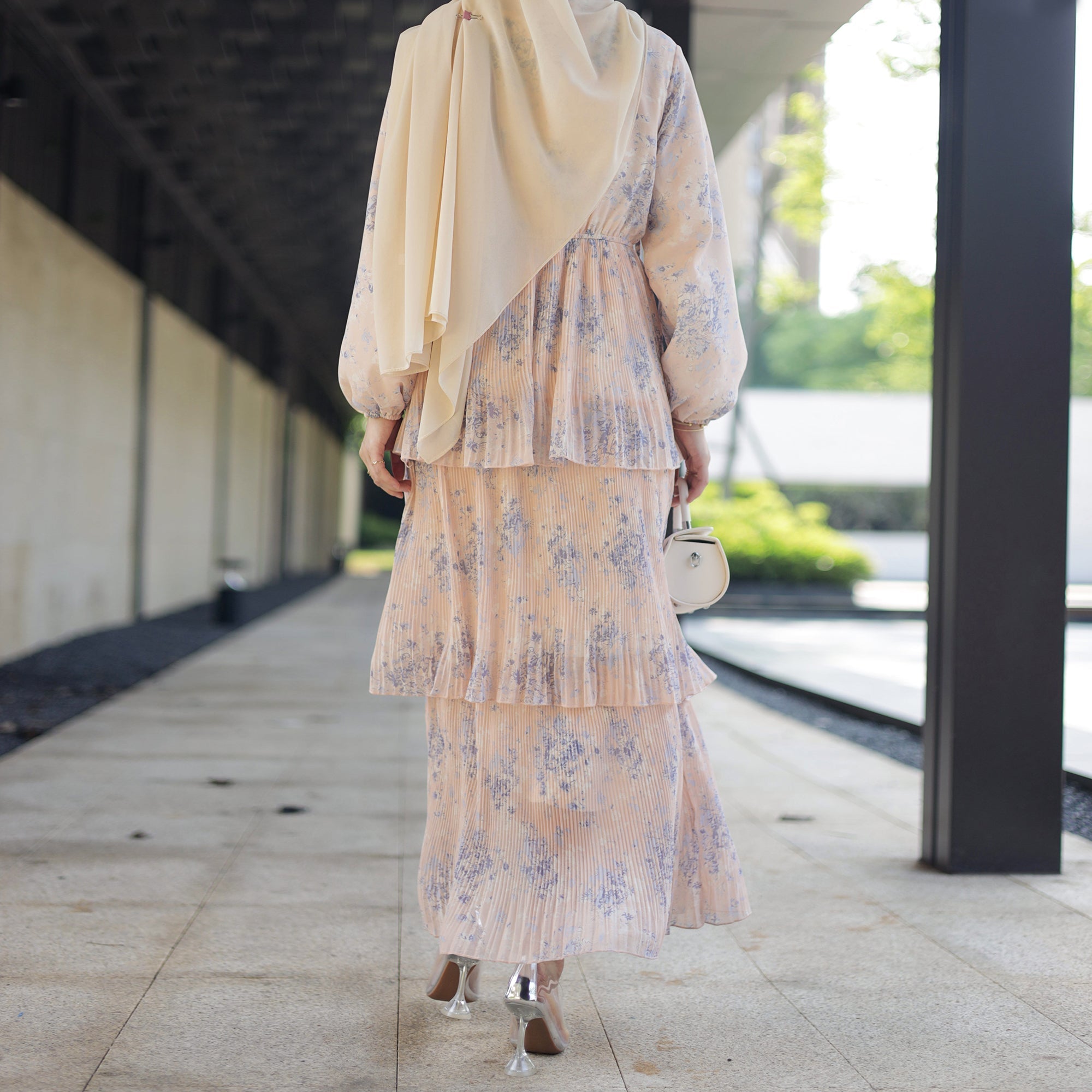 Fleur Maxi Dress in Peach Gray - Elegant Flowy Long Dress for Women, Perfect for Summer, Beach, and Special Occasions
