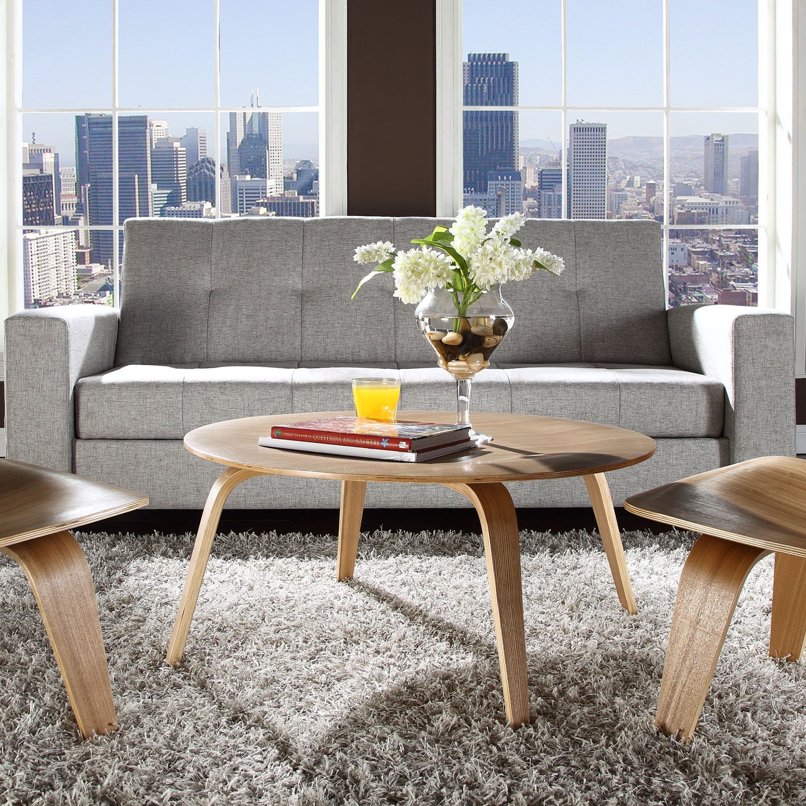 Modway Natural Plywood Coffee Table - Modern & Stylish Living Room Furniture for Small Spaces & Apartments