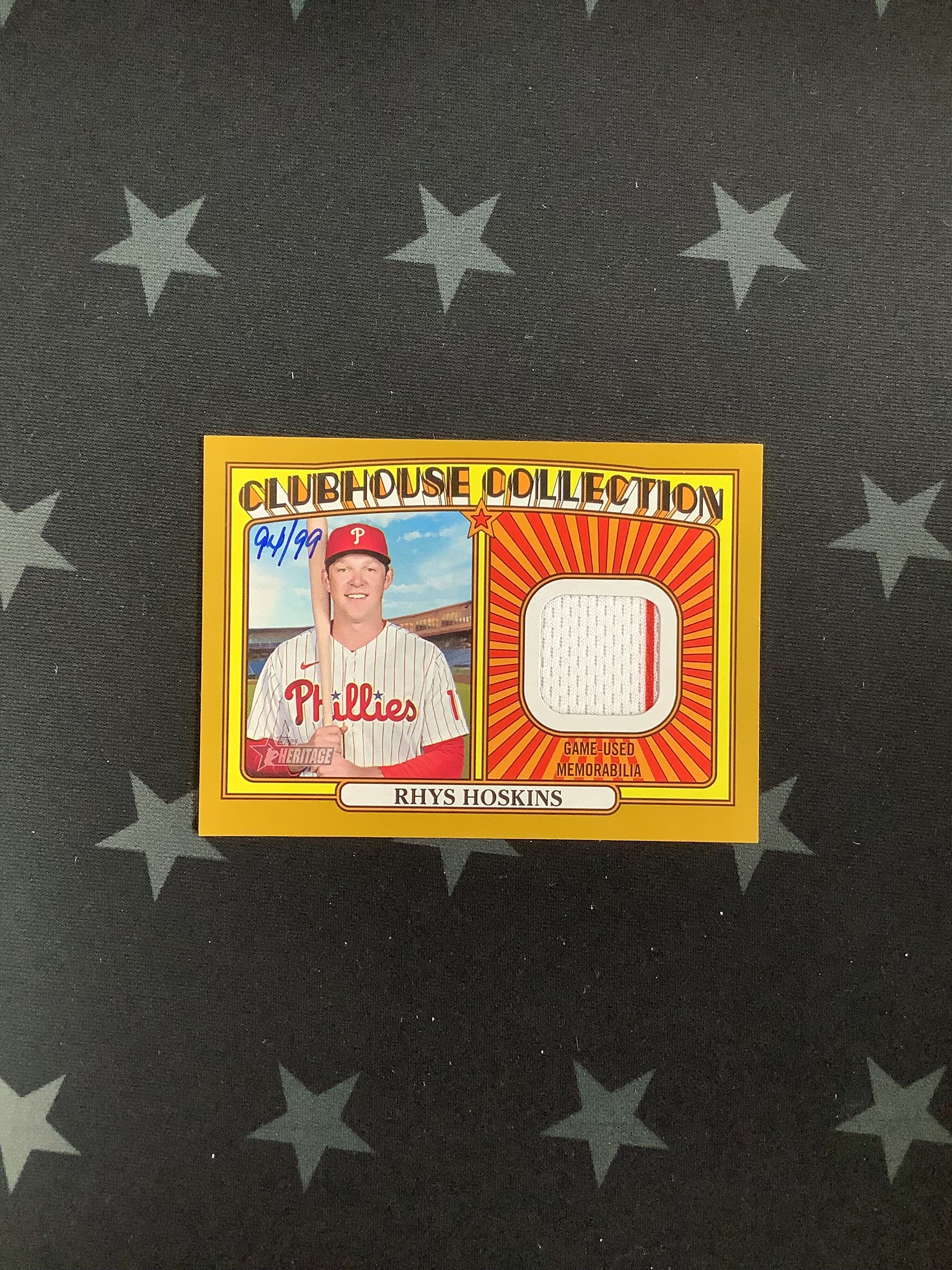 2021 Topps Heritage Clubhouse Collection Rhys Hoskins Patch #CC RH - Authentic Baseball Memorabilia for Collectors & Fans - Perfect for Display, Gifting, and Sports Memorabilia Collections