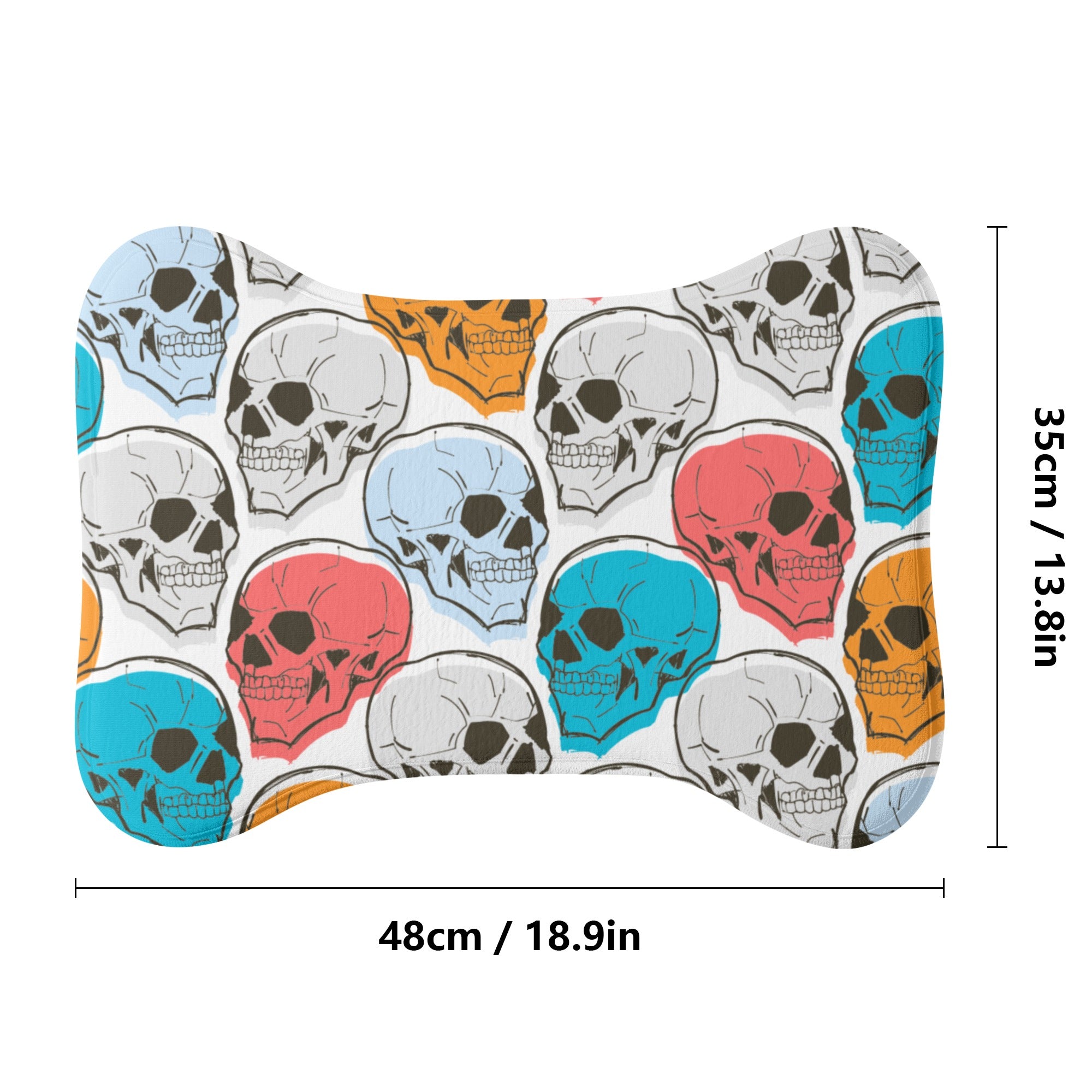 Vibrant Skull Print Large Dog Bed Mat - Soft & Durable Pet Cushion for Dogs & Cats - Perfect for Bedroom, Living Room, or Kennel