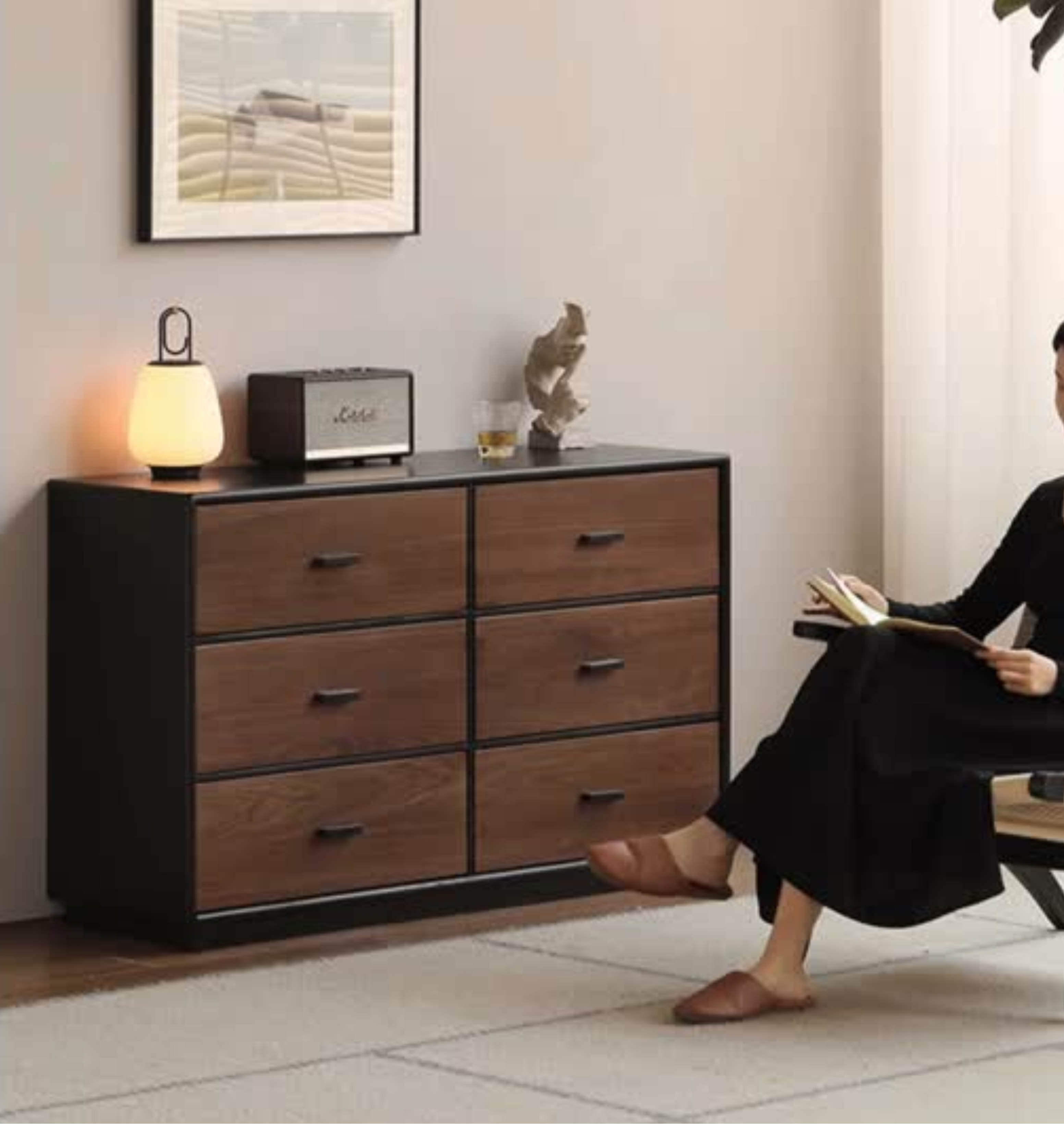 Solid Oak Wood Italian Light Luxury Chest of Drawers - Elegant Bedroom Dresser for Master Suite & Guest Room Storage