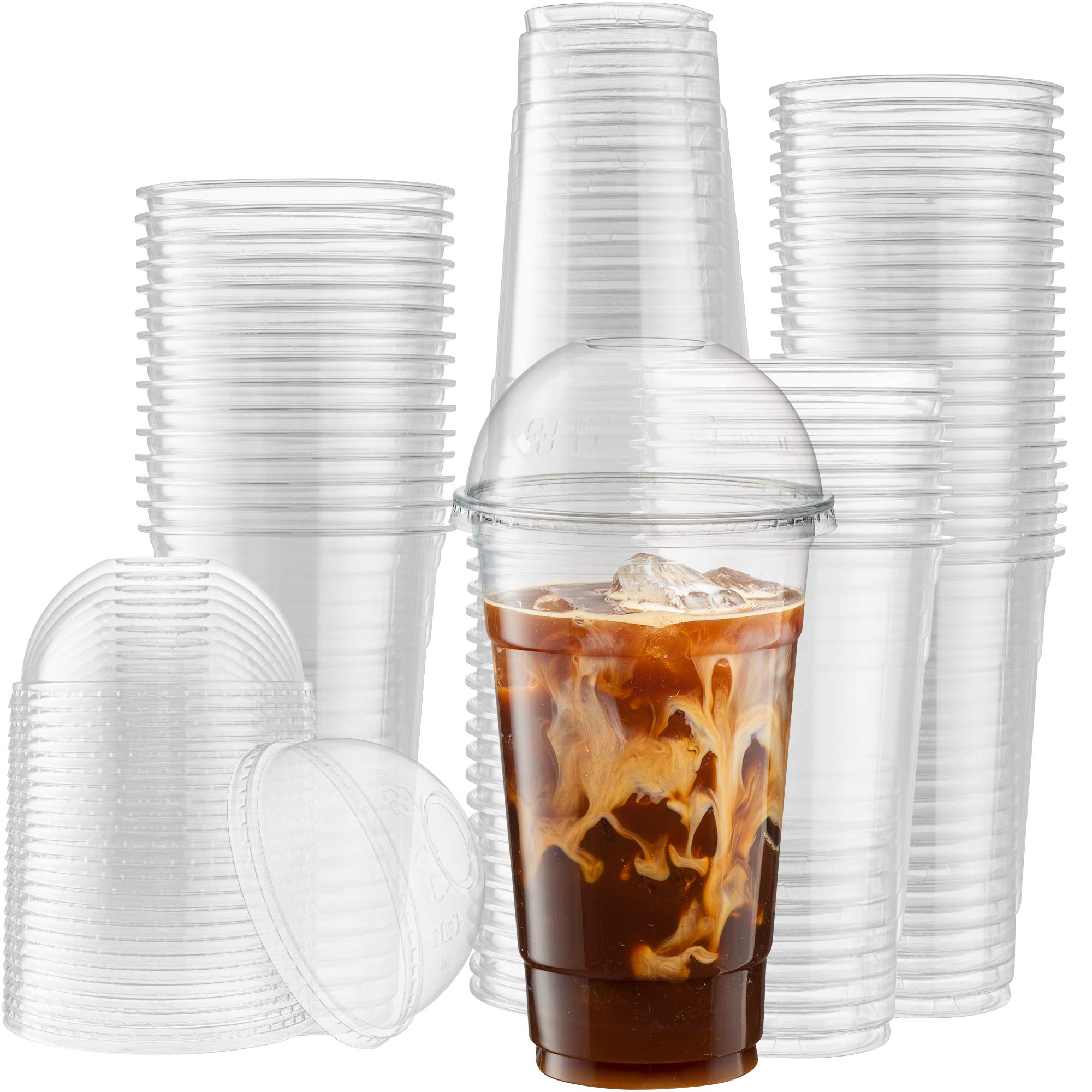 100-Pack 24oz Clear PET Plastic Cups - Disposable Iced Coffee, Cold Drink, Milkshake & Smoothie Cups - Perfect for Parties, Slushies, Slurpees & Beverage Serving - BPA-Free Reusable Drinkware for Home, Office & Outdoor Events