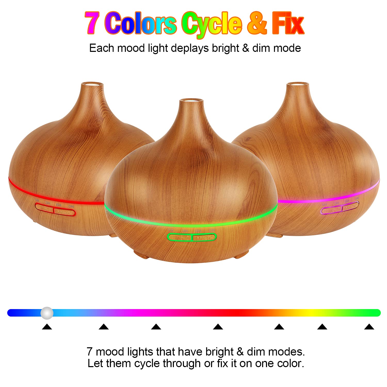 Premium 550ml Essential Oil Diffuser for Home - Ultrasonic Aromatherapy Diffuser & Humidifier with 7 Color LED Lights, 4 Timer Settings & Auto Shut-Off | Perfect for Bedroom, Yoga Studio & Office Relaxation