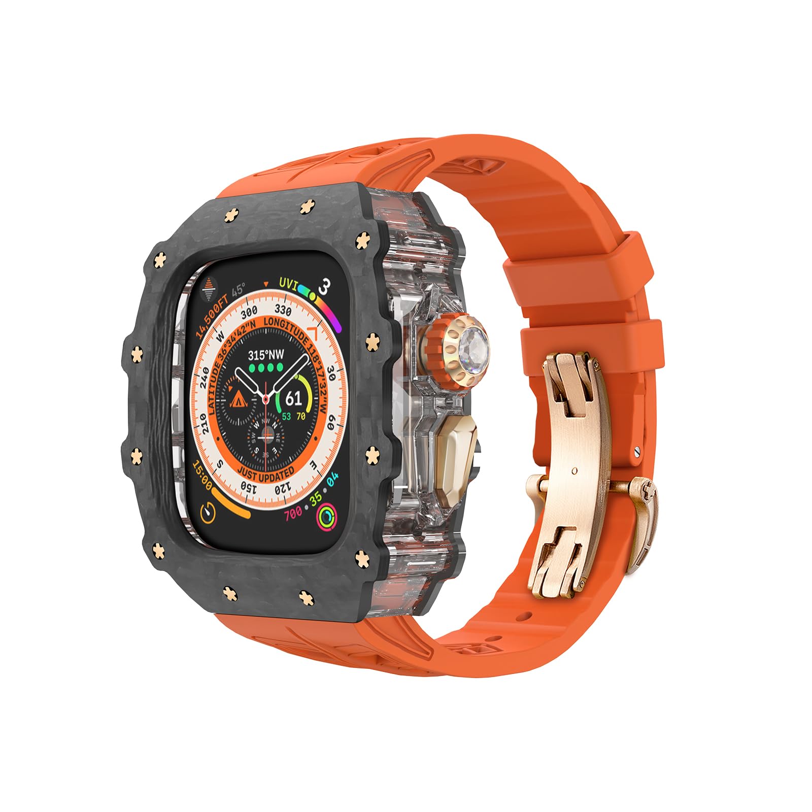 Premium Carbon Fiber Case & Fluorine Rubber Band for Apple Watch Ultra 2 (49mm) - Luxury Protective Cover & Replacement Strap for Men - Durable, Scratch-Resistant Bumper - Perfect for Workouts, Outdoor Adventures & Everyday Wear