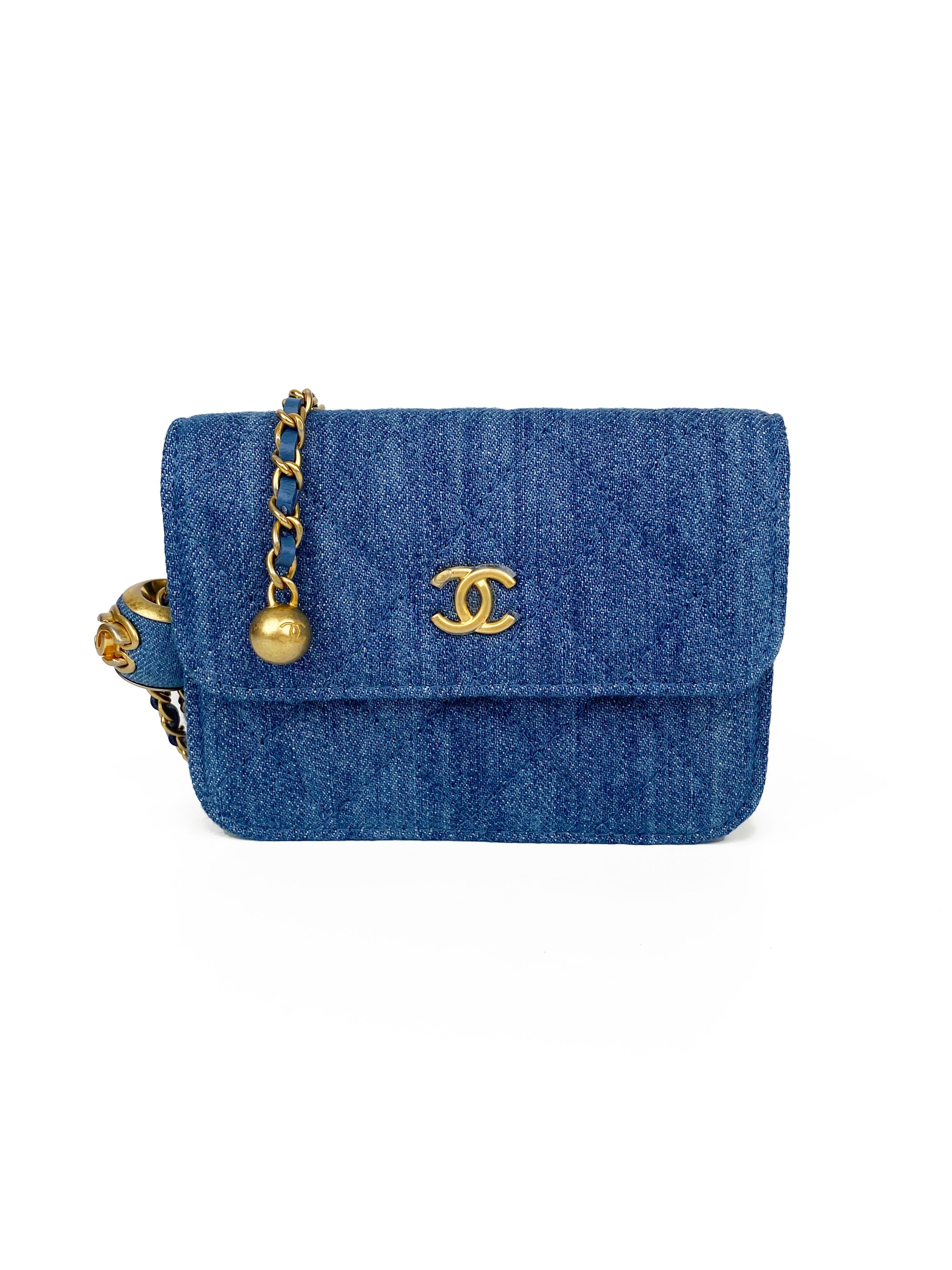 Chanel Mini Denim Belt Bag with Pearl Crush - Stylish Crossbody Waist Bag for Women | Perfect for Travel, Concerts & Everyday Use