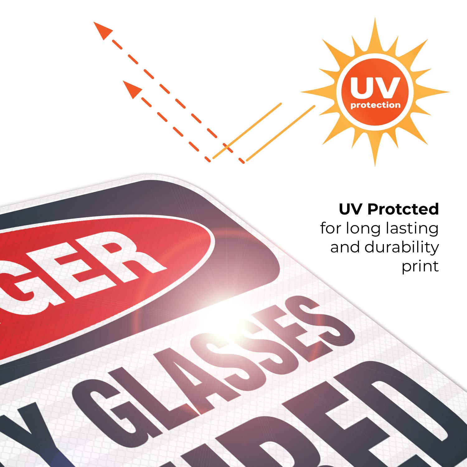 Danger Safety Glasses Required Sign - OSHA Compliant 12x18 Inches, 3M EGP Reflective .063 Aluminum, Fade Resistant for Indoor/Outdoor Use - Made in USA | Perfect for Construction Sites, Warehouses & Industrial Safety Areas