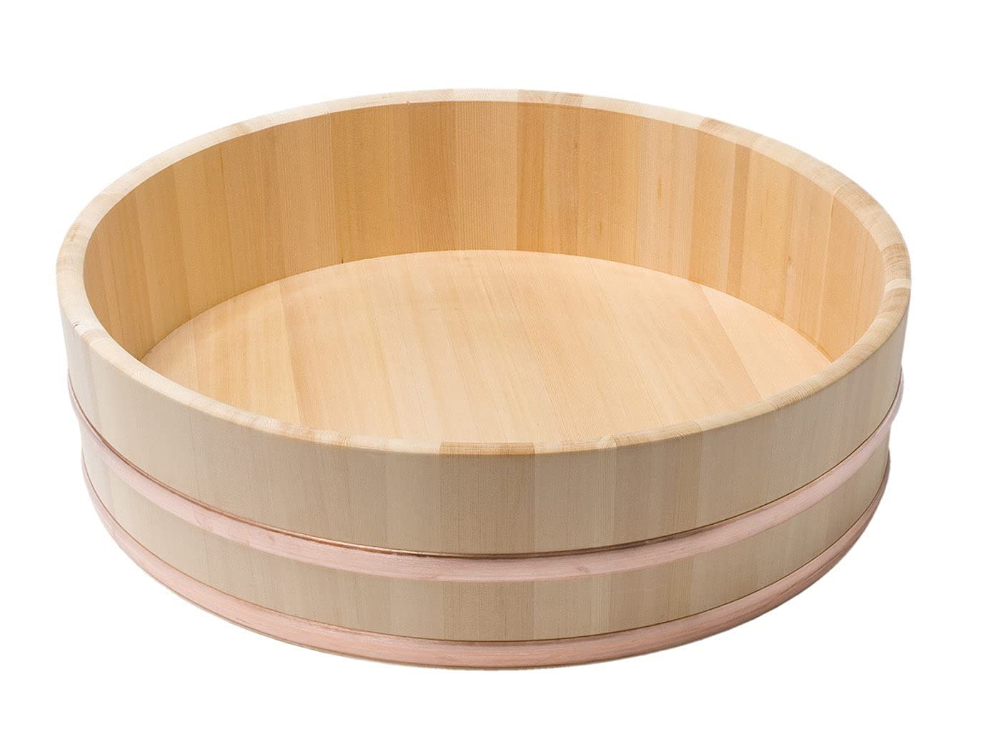 Premium Japanese Wooden Hangiri Sushi Rice Mixing Bowl - 13 Inch (33cm) Authentic Sawara Cypress Wood Sushi Oke - Ideal for Sushi Restaurants & Home Chefs - Perfect for Sushi Rice Preparation, Vinegar Mixing & Traditional Japanese Cooking - Made in Japan
