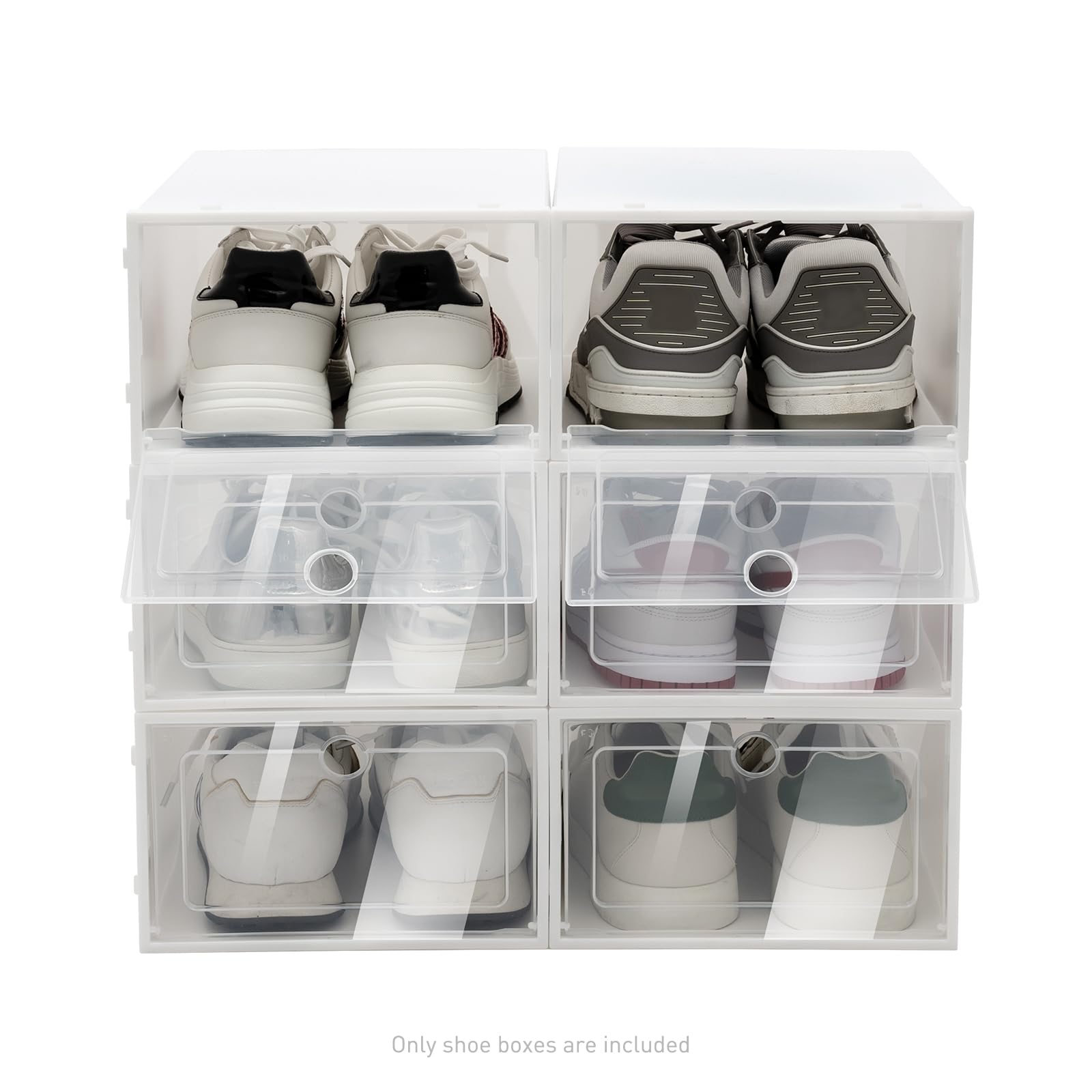 TFCFL 20-Pack Clear Plastic Stackable Shoe Storage Boxes - Organizer Containers & Shoe Drawer Holders for Closet, Bedroom, or Entryway Organization (20 Boxes) - Perfect for Sneakers, Heels & Boots Storage