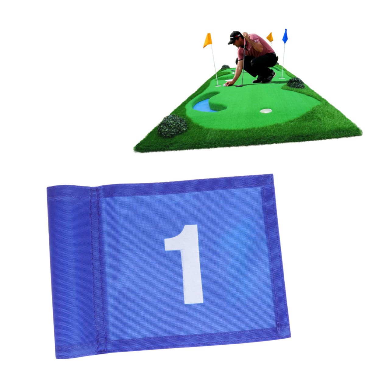 3-Pack Golf Flagstick with Numbered Hole Flags - Portable Cart & Training Flags for Practice - Durable Flag Sticks & Poles - Perfect for Driving Range, Backyard Practice & Tournament Use