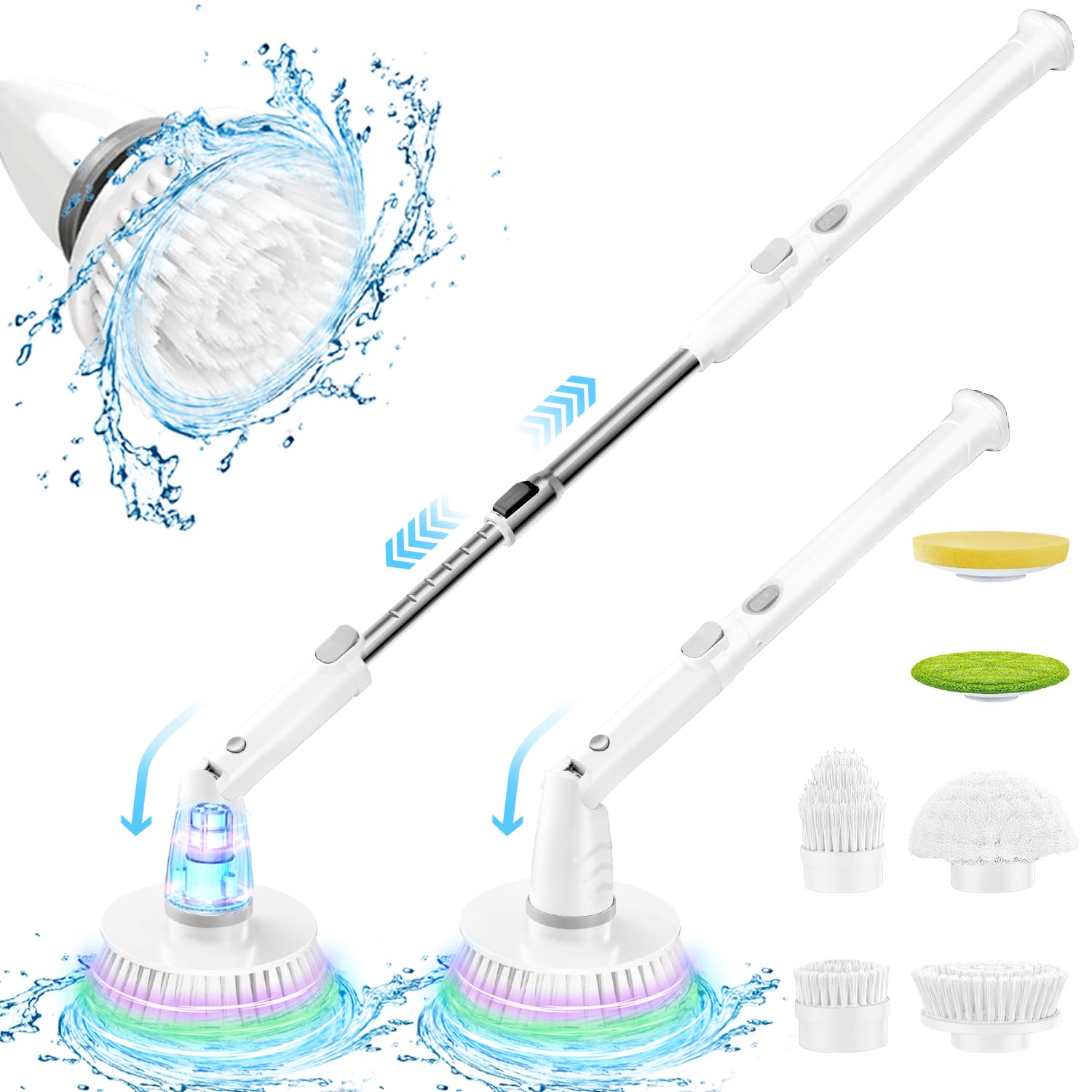 Cordless Electric Spin Scrubber with 6 Heads - Bathroom & Tile Cleaning Tool for Floors, Walls & Sinks