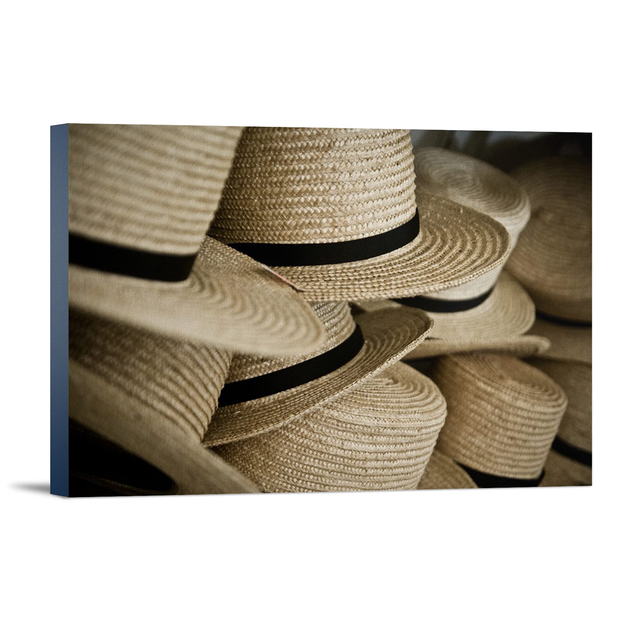 Lantern Press Amish Hats - 12x18 Wrapped Canvas Wall Art Decor - Vintage Farmhouse Style Painting for Living Room, Bedroom & Office