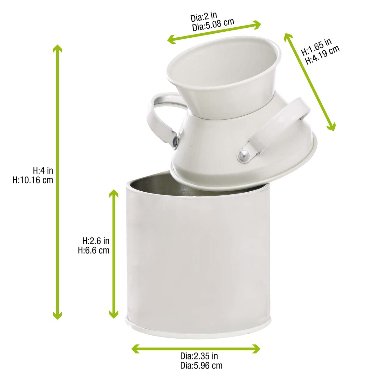 Mini Metal White Milk Pots - Small Galvanized Metal Buckets with Handles (4.2 oz, 2