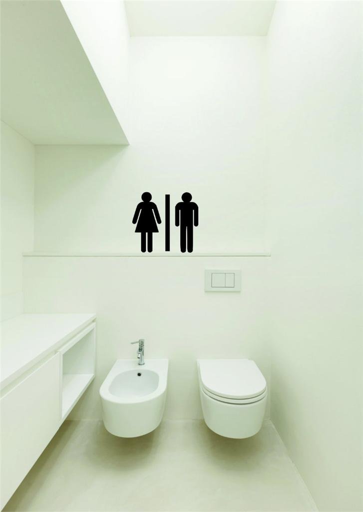 Peel & Stick Bathroom Symbol Wall Decal - 12x12 Inch Removable Door Sign for Home Decor & Picture Art - Perfect for Bathrooms, Bedrooms, and Office Spaces