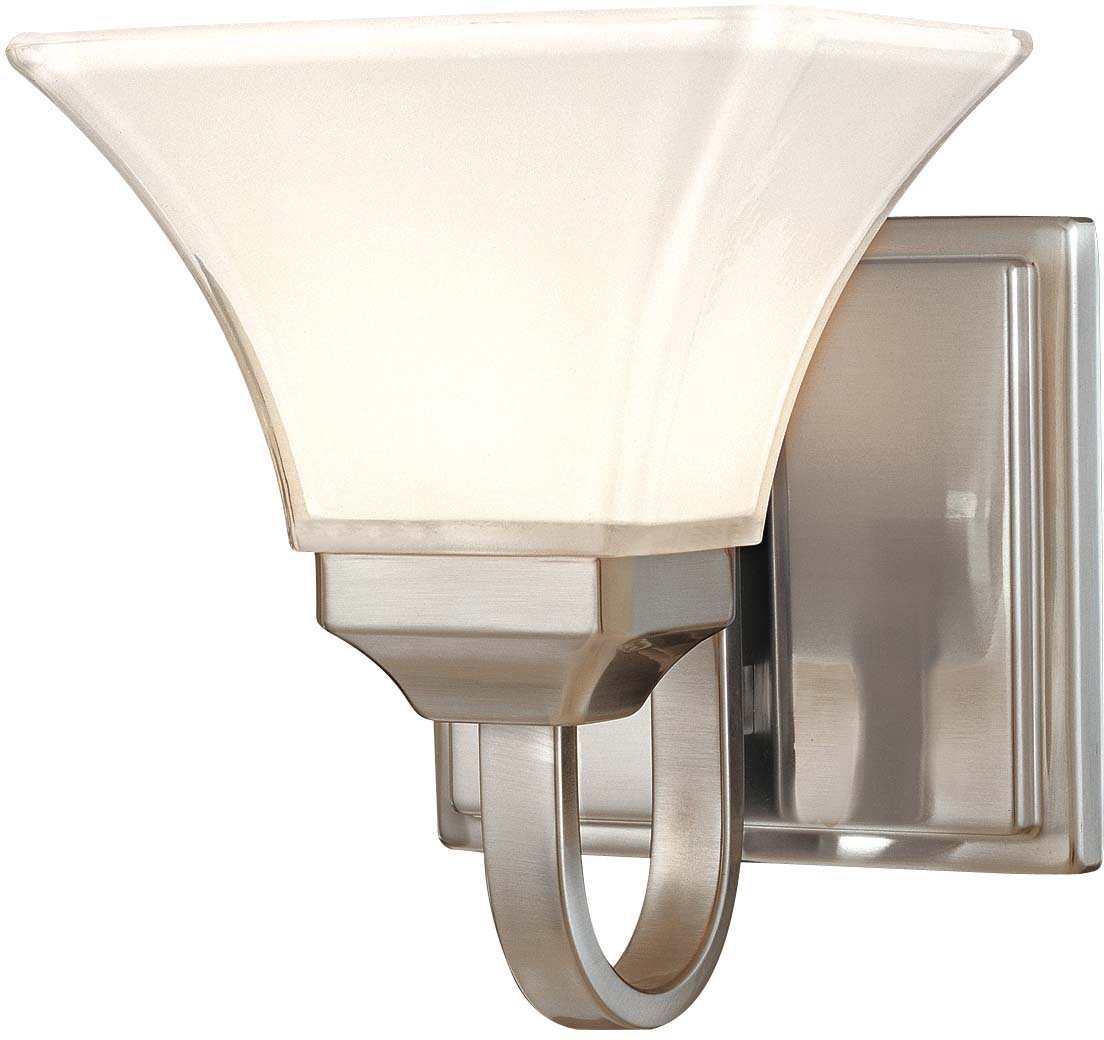 Minka Lavery 6811-84 Agilis Glass Wall Sconce Light Fixture - 1 Light, 100W, Nickel Finish - Damp Rated for Bathroom Vanity Lighting, Perfect for Hallway, Bedroom, and Entryway Decor
