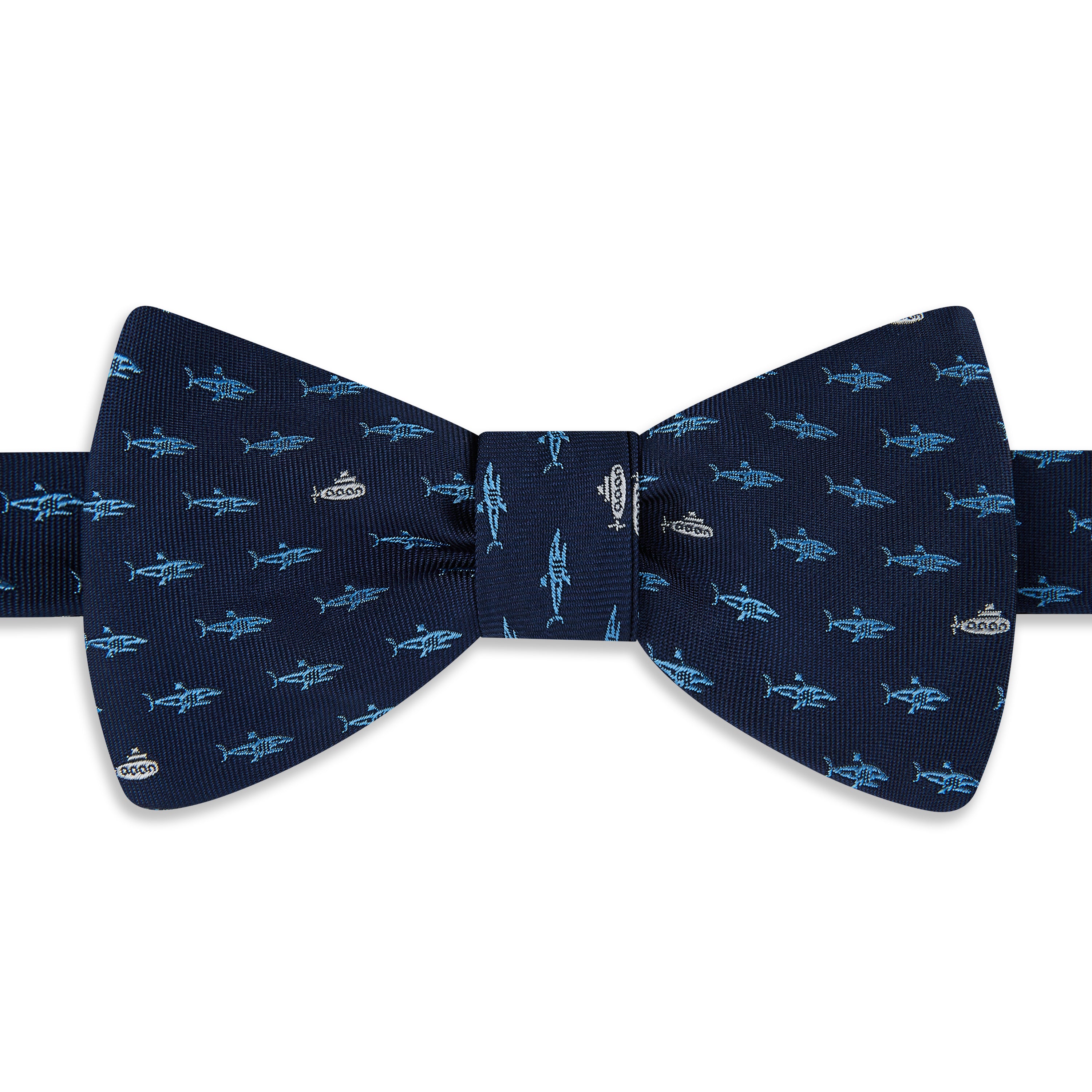 Premium Navy Blue Submarine Woven Silk Bow Tie for Men - Elegant Formal Wear for Weddings, Prom & Business Events