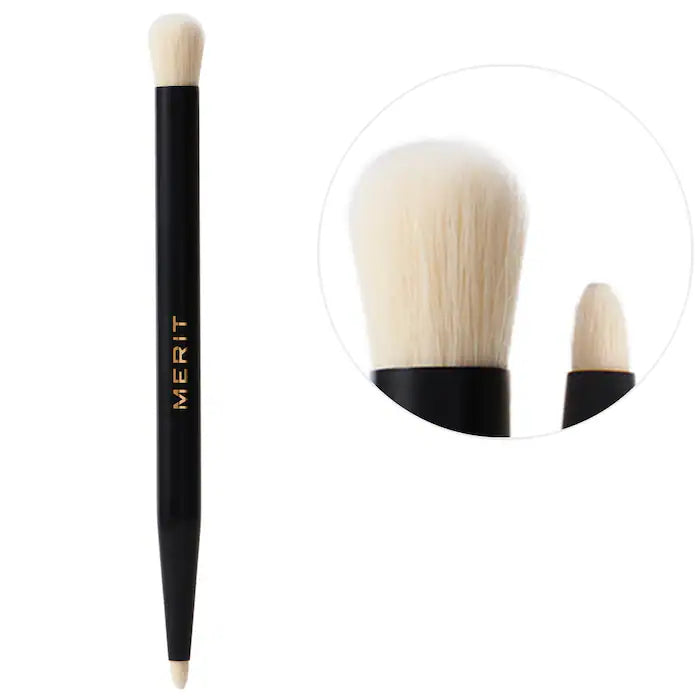 MERIT Dual-Ended Eyeshadow Brush No.2 - Perfect for Smokey Eyes & Precise Blending | Professional Makeup Brush for Seamless Eyeshadow Application