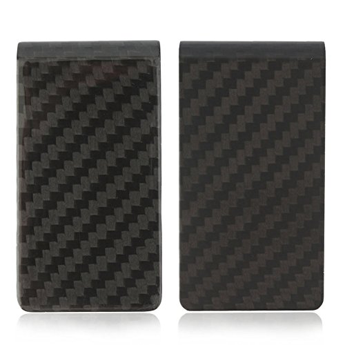 Premium Carbon Fiber Money Clip & Credit Card Holder - 5pcs Matte Black Fastener Set for Men's Wallet, Business Cards & Cash - Perfect for Everyday Carry, Travel & Gifts