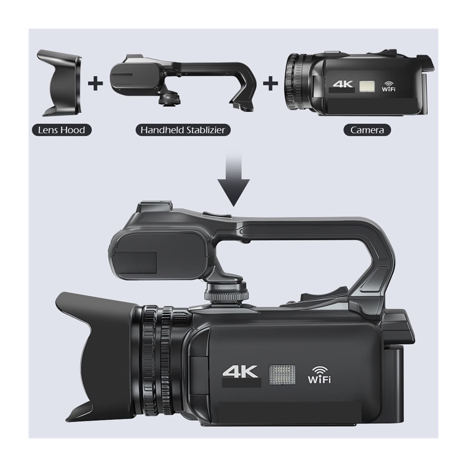 BODORME 64MP 4K Digital Camcorder with 18X Zoom - Rotating Touch Screen Webcam for Live Streaming, YouTube Vlogging & Video Recording (Includes 16GB SD Card & LED Light MIC) - Perfect for Home Studio, Online Classes & Content Creation