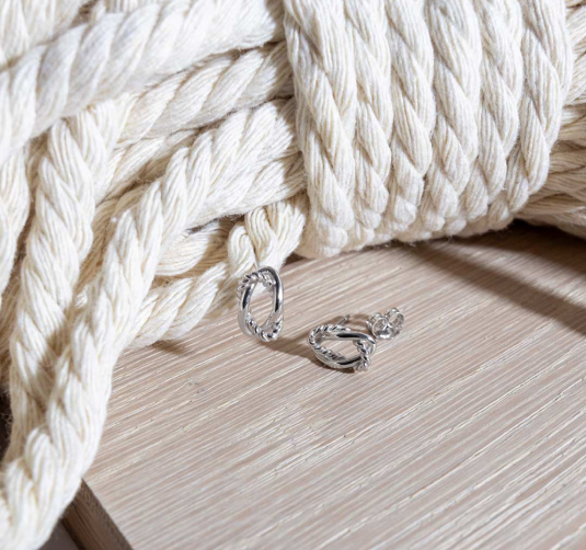 Marina Rope Twist Stud Earrings for Women - Sterling Silver Small Hoop Earrings - Perfect for Everyday Wear, Office & Date Night