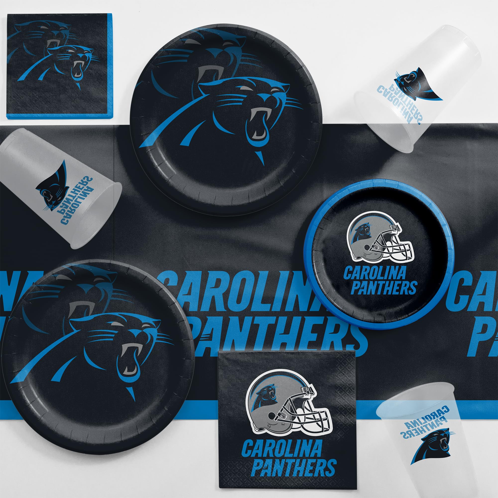 Carolina Panthers NFL Game Day Party Supplies Kit - Includes Plates, Cups, Napkins & More for 8 Guests - Perfect for Football Tailgates, Home Gatherings & Super Bowl Parties