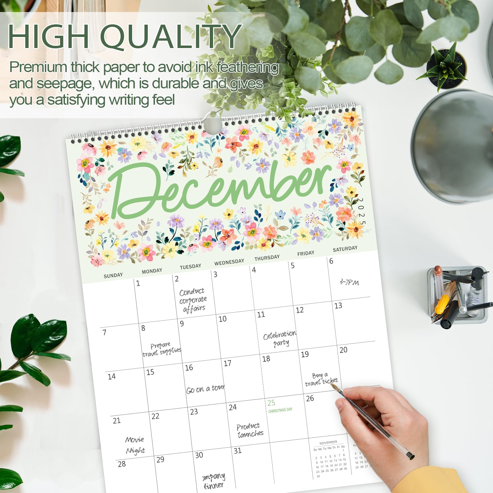 GuassLee 2025-2026 Floral Wall Calendar - 18 Month Hanging Planner (January 2025 to June 2026) - 14