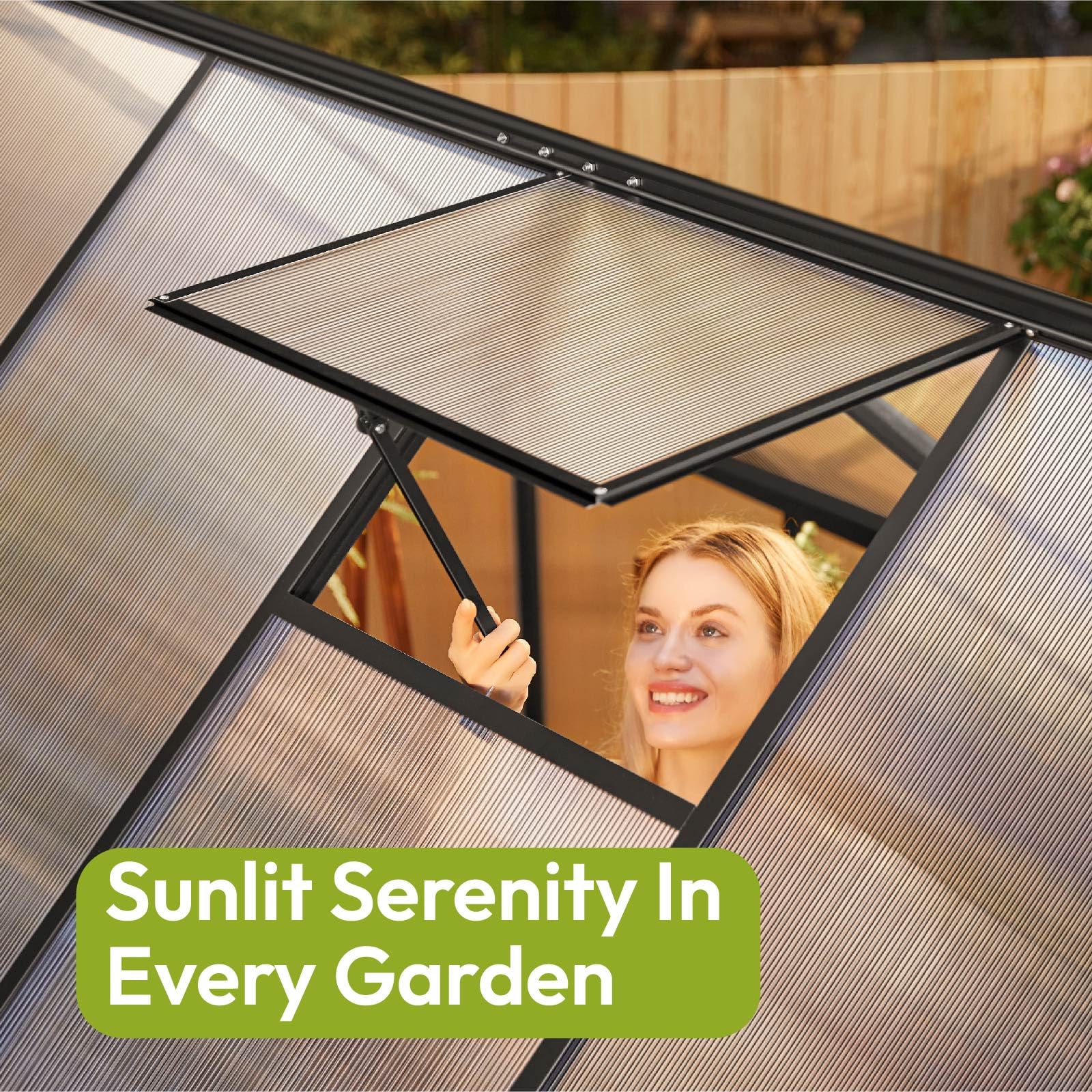 6x7.5 FT Polycarbonate Walk-in Greenhouse - Quick Setup Aluminum Frame with Roof Vent - Durable Outdoor Greenhouse for Gardening, Backyard & Plant Protection - Perfect for Seed Starting, Herb Growing & Year-Round Gardening