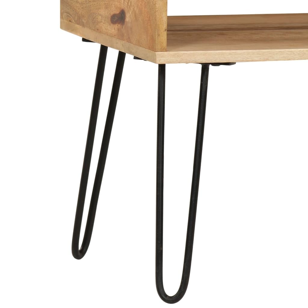 Industrial Coffee Table with Steel Legs & Storage - 39.4