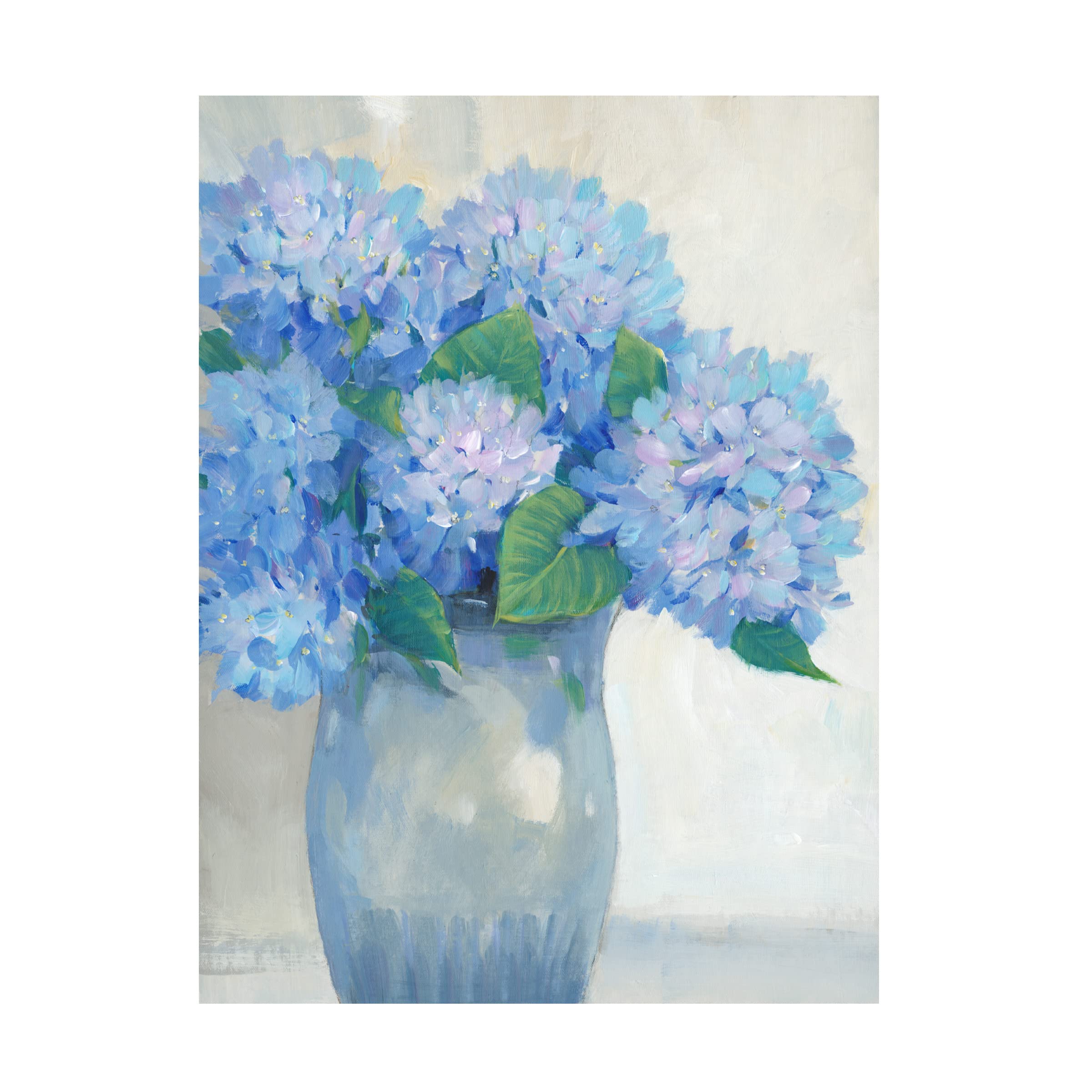 Blue Hydrangeas in Vase Canvas Wall Art by Tim O'Toole - Floral Home Decor for Living Room, Bedroom & Office