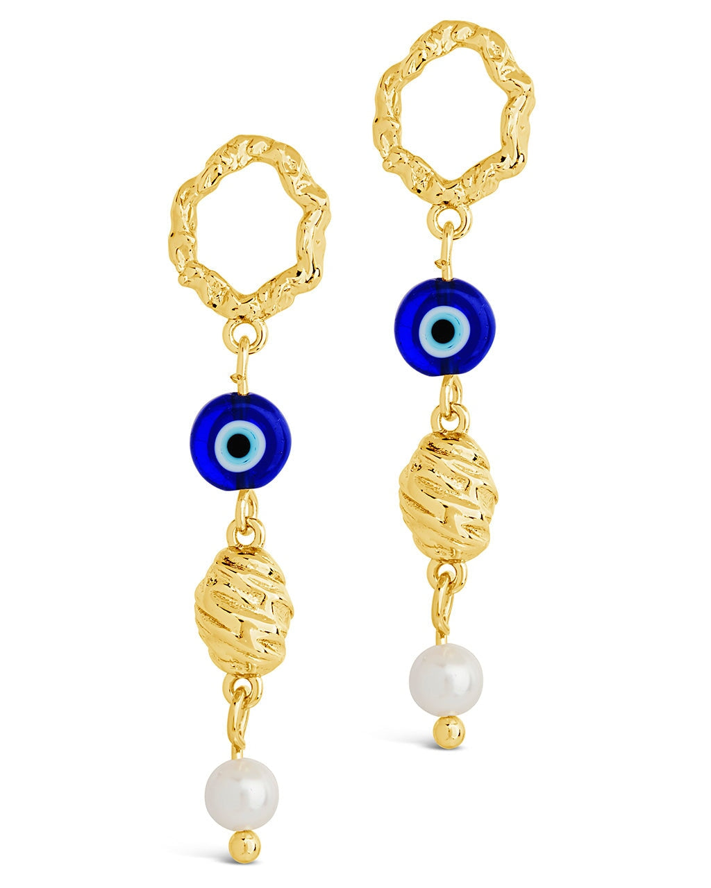 Sibyl Pearl & Evil Eye Drop Stud Earrings for Women – Dainty Boho Jewelry for Protection & Style – Perfect for Parties, Weddings & Everyday Wear