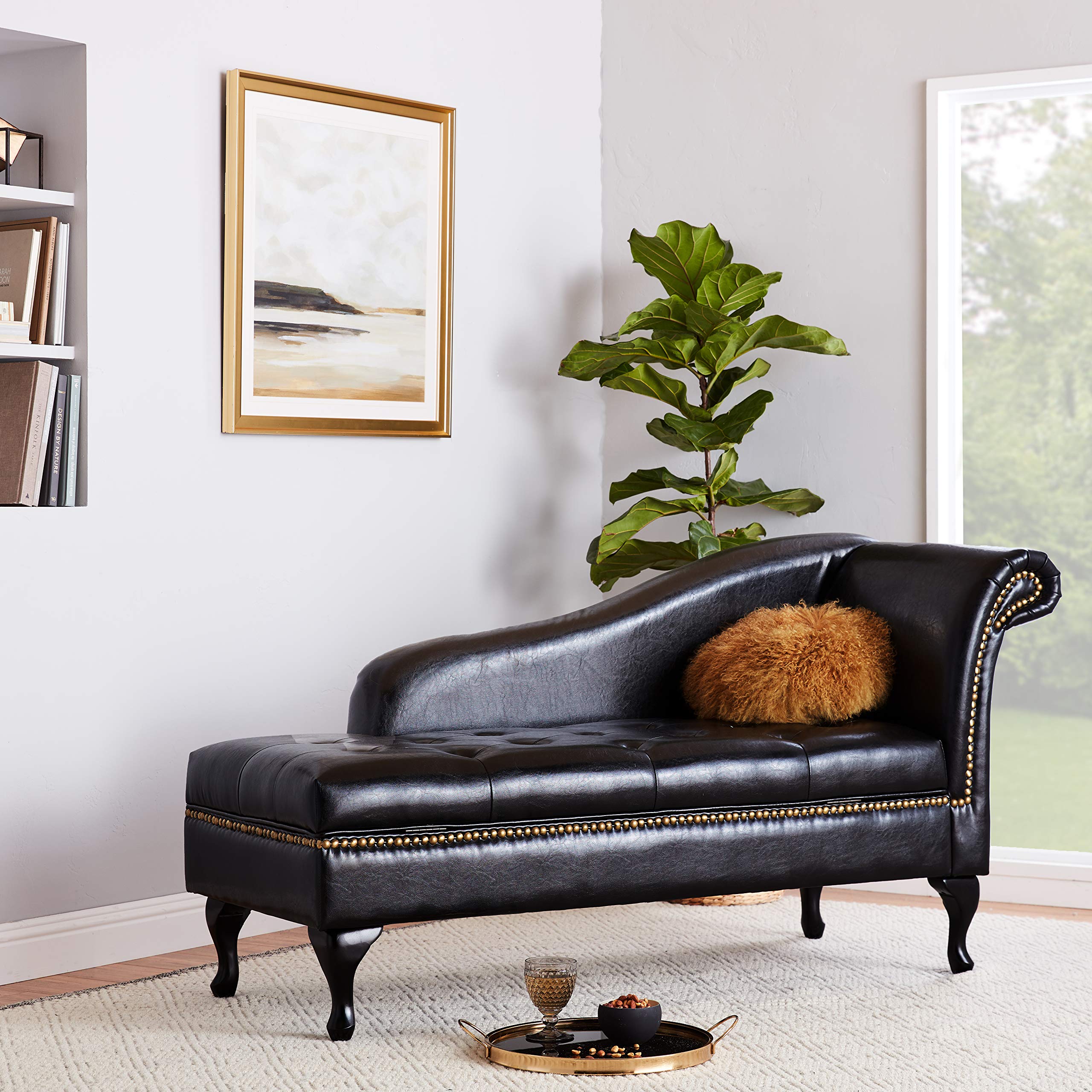 Emma Chaise Lounge Sofa in Black - Modern Living Room Furniture for Relaxation & Comfort | Perfect for Home, Office, or Lounge Areas