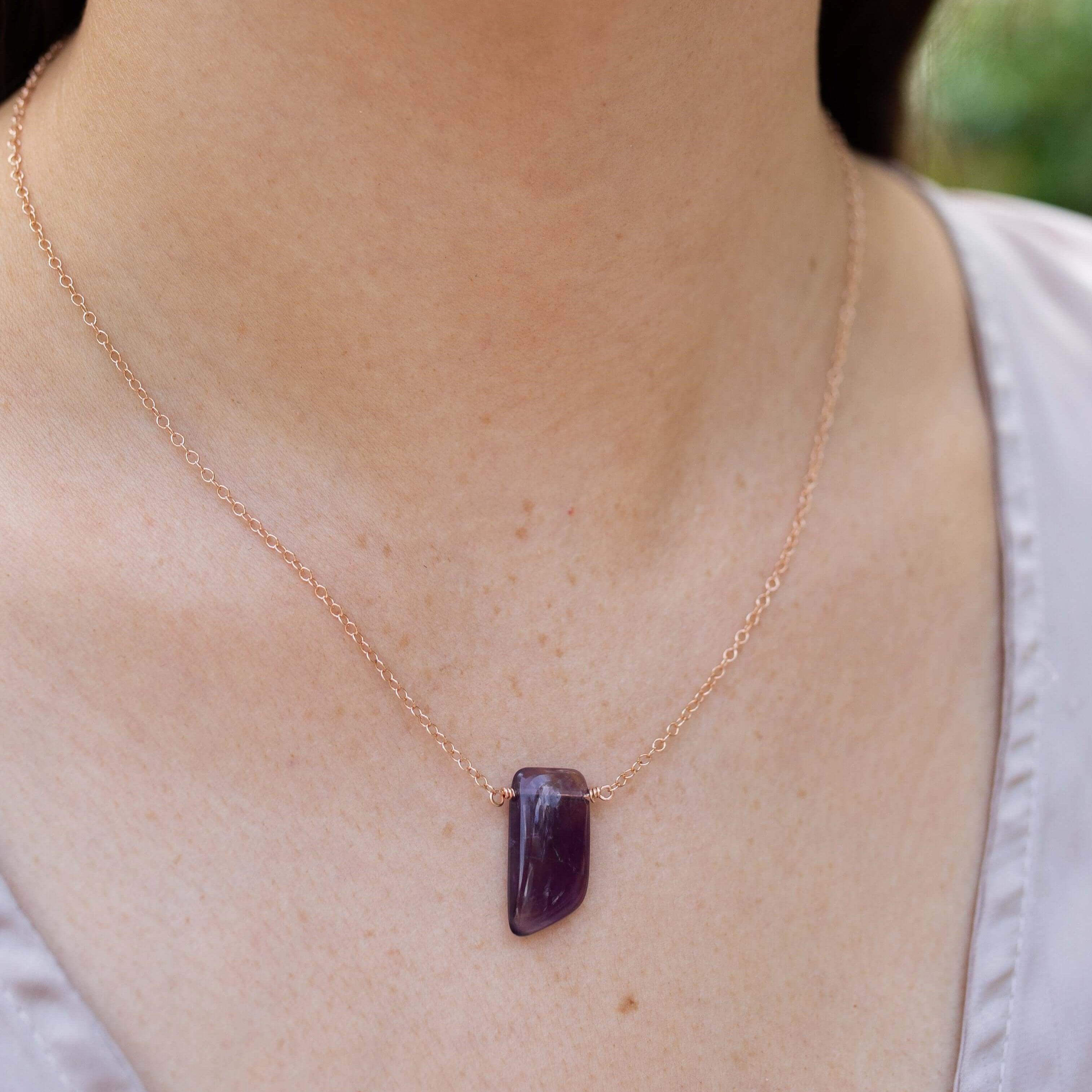 Natural Purple Amethyst Crystal Slab Necklace - Healing Stone Pendant for Women | Perfect for Meditation, Yoga & Spiritual Jewelry Gifts