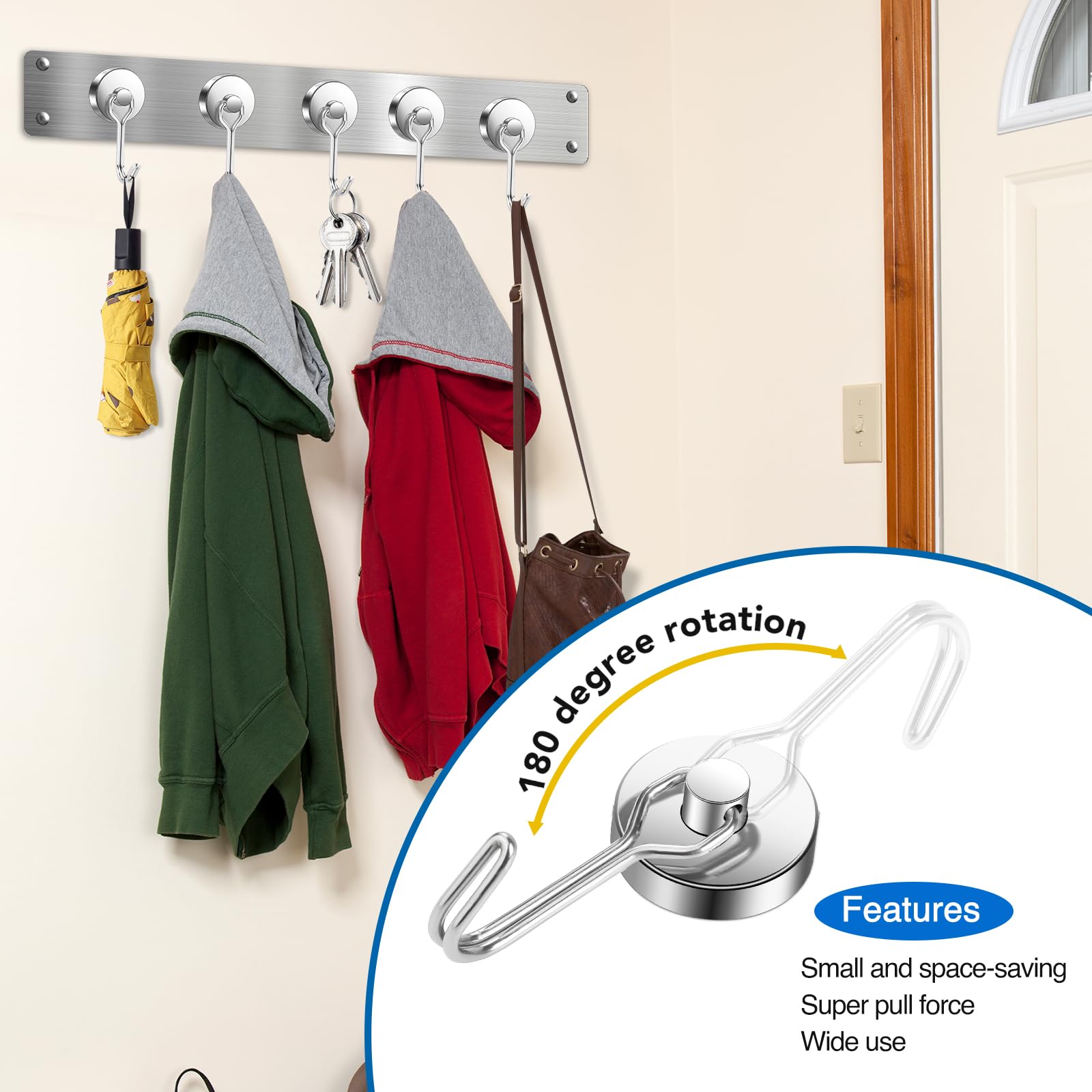LOVIMAG Magnetic Hooks 6-Pack - Heavy Duty for Garage, Fridge & Travel