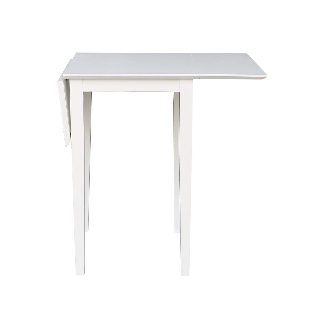 IC International Concepts Solid Wood Small Drop Leaf Dining Table - Real Parawood, Sturdy & Durable - Perfect for Small Spaces, Apartments, Breakfast Nooks & Cozy Dining Areas
