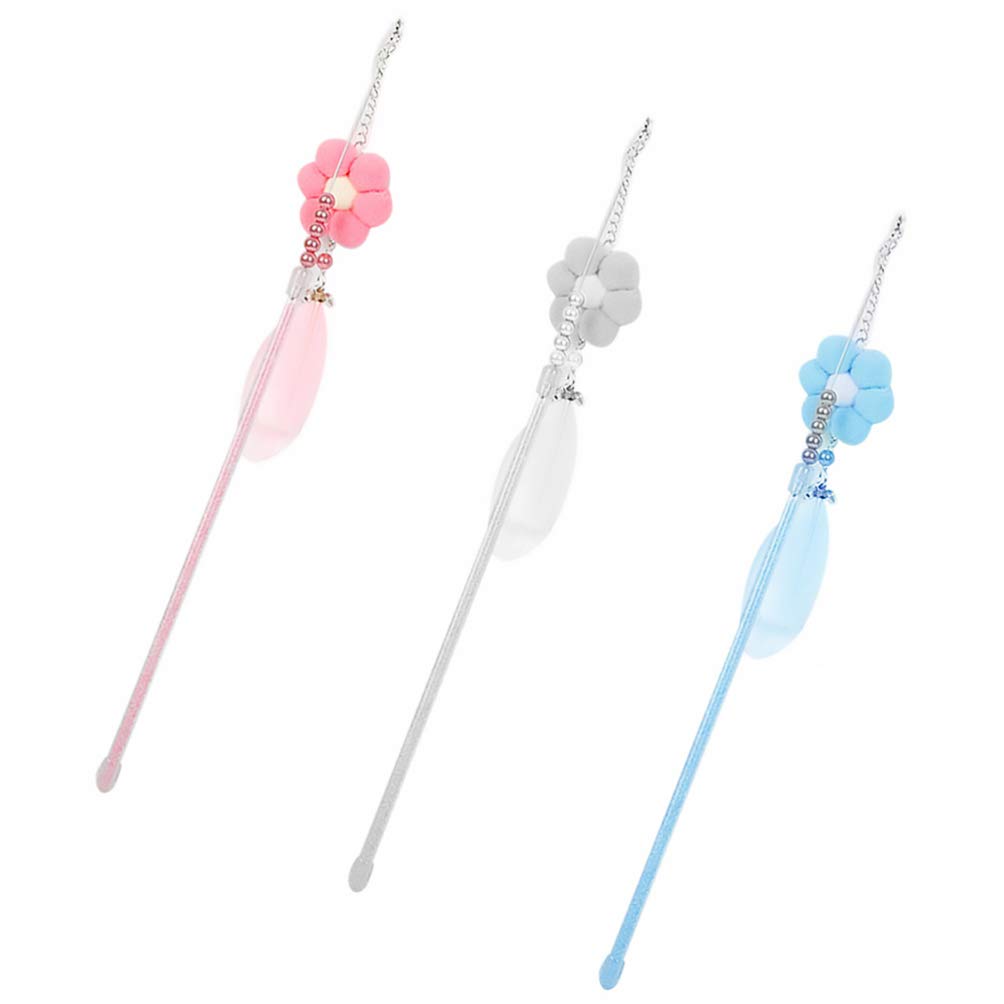 POPETPOP 3-Piece Cat Wand Toy Set - Interactive Feather Teaser Wand for Kittens & Adult Cats - Durable Cat Exercise Toys for Indoor Play & Training - Perfect for Bonding, Playtime & Stimulation