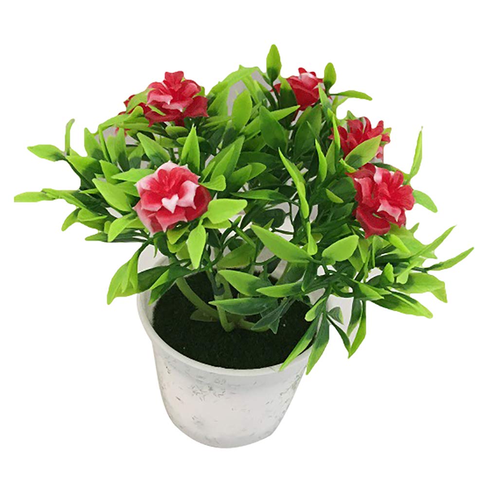Artificial Rose Flower Arrangement - Red Faux Potted Roses for Wedding Centerpieces, Home Decor, Garden Party & Stage Decoration - Realistic Silk Floral Decorations for Indoor/Outdoor Use