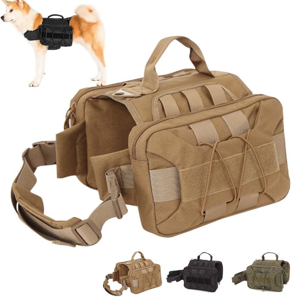 Tactical Dog Harness Vest with Adjustable No-Pull Handle & 2 Spacious Side Pockets - Durable Saddle Backpack for Medium & Large Dogs - Perfect for Hiking, Camping, and Outdoor Adventures