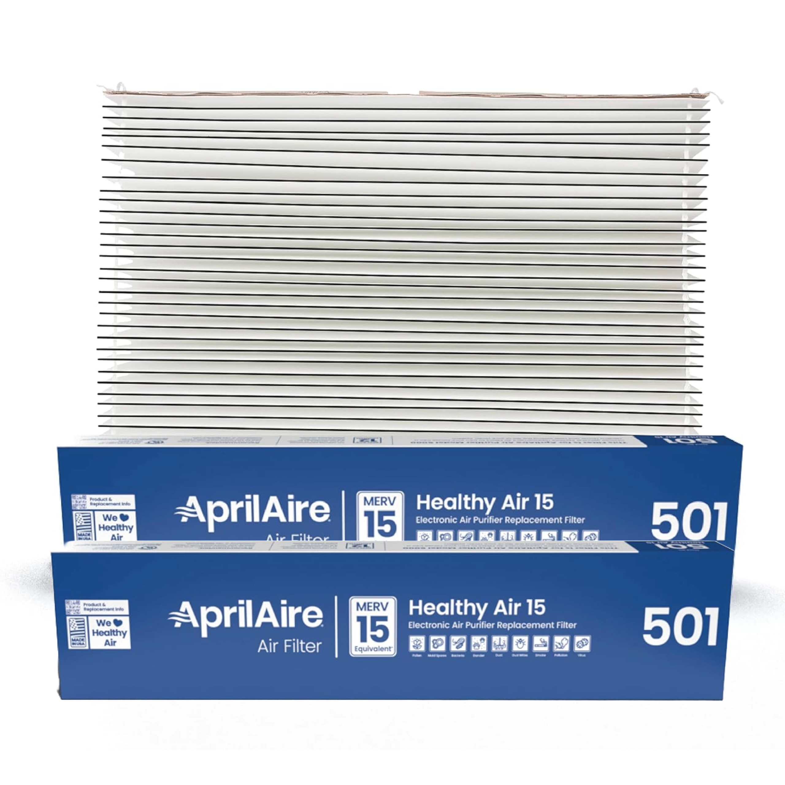 Aprilaire 501 MERV 10 Air Filter - 2 Pack Replacement for Model 5000 High Efficiency Air Cleaner | Furnace & HVAC System Protection | Improves Indoor Air Quality for Homes & Offices