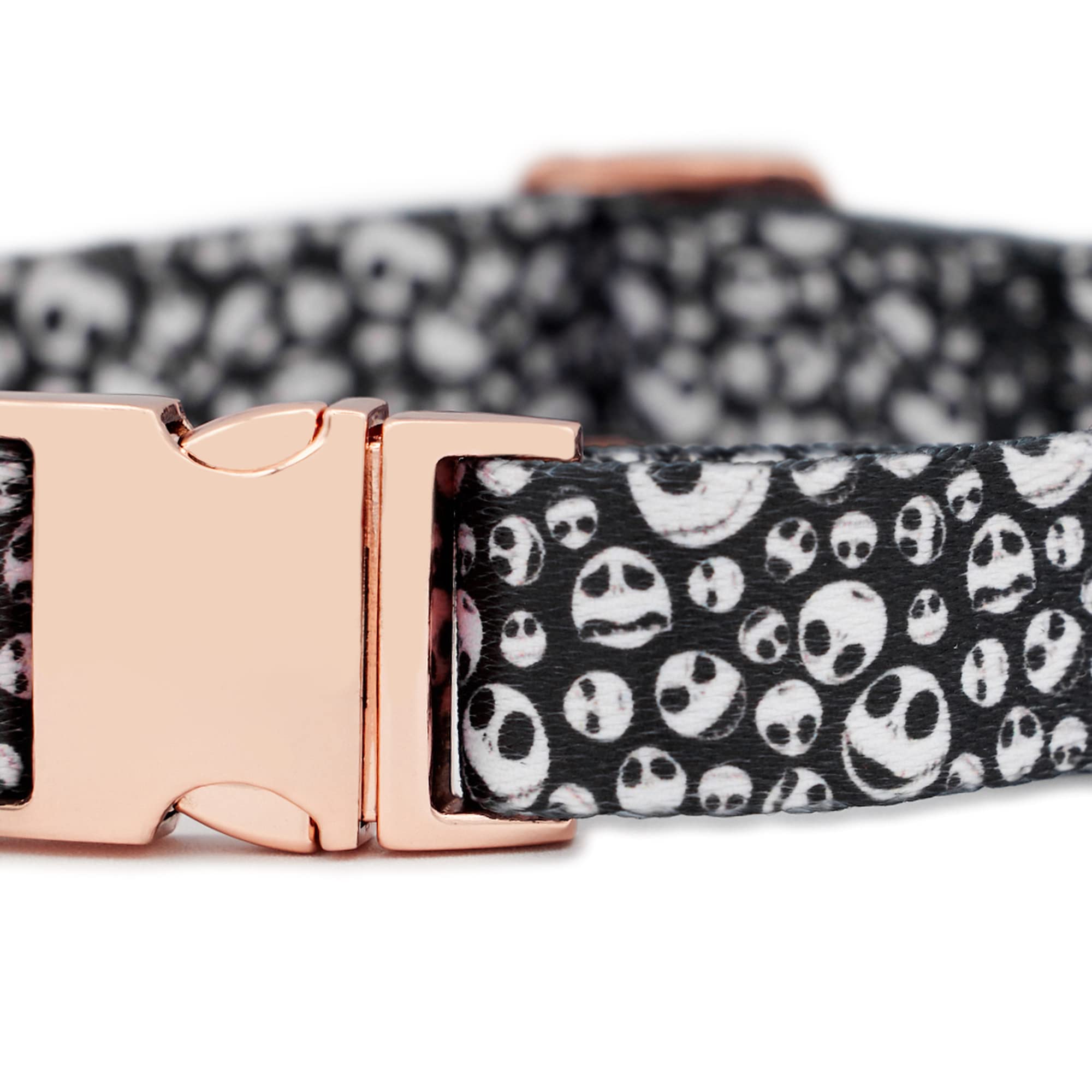 InstaPetTags Jack Skellington Rose Gold Dog Collar - Comfortable Nylon Pet Collar with Metal Buckle for Small Dogs | Perfect for Halloween Costumes, Daily Walks & Pet Fashion Accessories