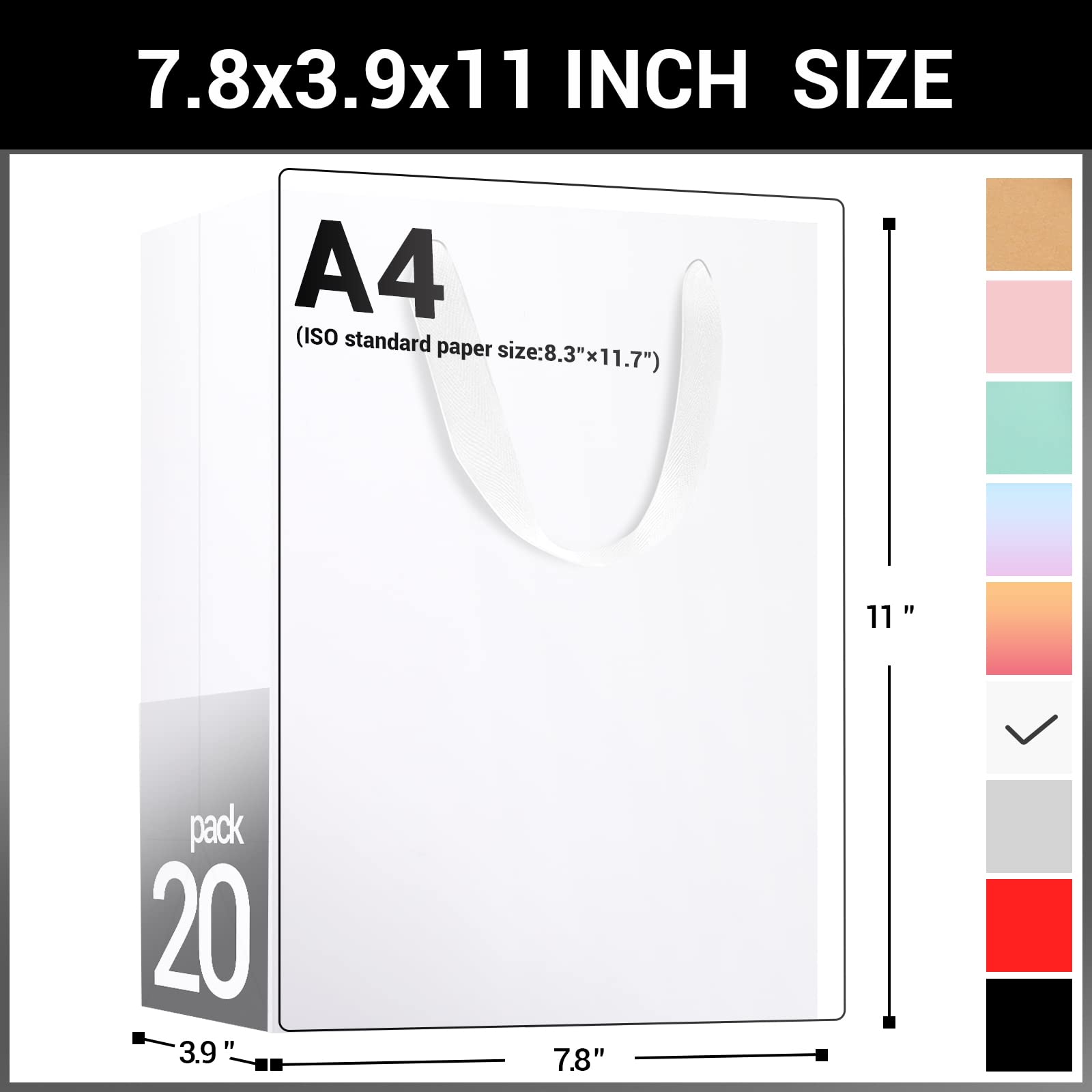 EUSOAR Kraft Paper Gift Bags - 20 Pack 7.8