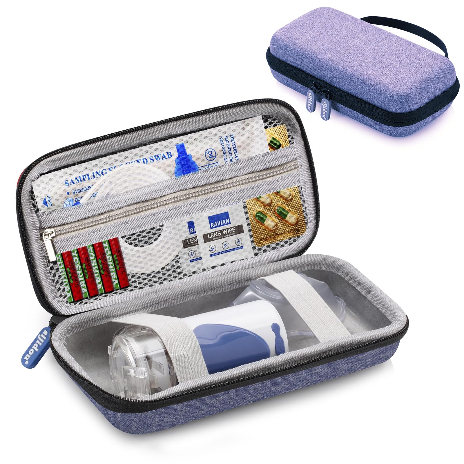 Portable Travel Nebulizer Case for Kids & Adults - Handheld Asthma Inhaler Machine Organizer - Medical Supplies & Electronic Accessories Storage (Blue) - Perfect for Home, Travel, and Emergency Use