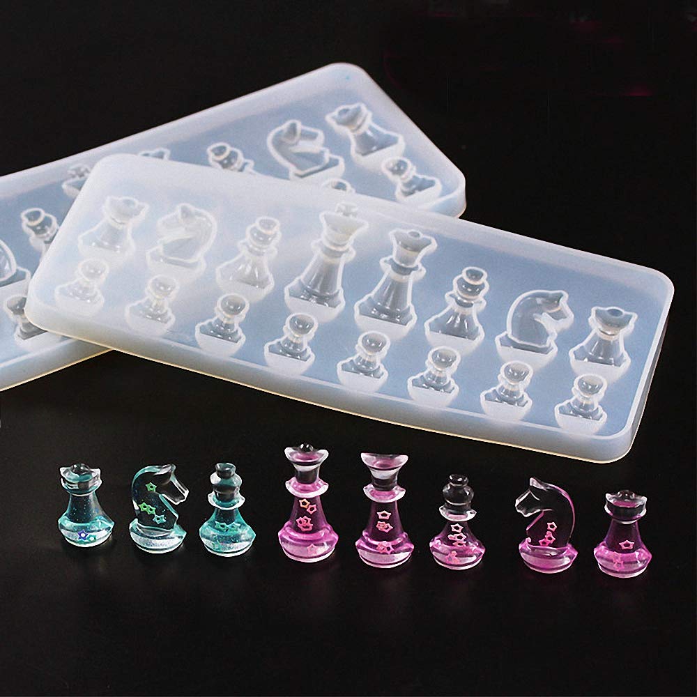 2Pcs Mini Chess Piece Resin Molds - International Chess Silicone Molds for Epoxy Resin, Clay & DIY Craft Projects - Perfect for Chess Lovers, Home Decor & Handmade Gifts