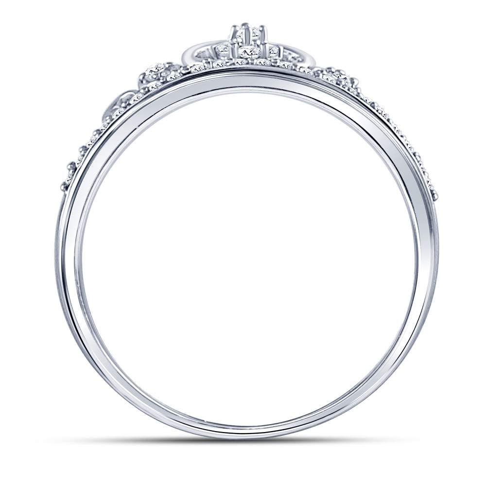 Sterling Silver Women's Round Diamond Crown Tiara Heart Ring - 1/6 CTTW - Perfect for Weddings, Prom, Anniversary Gifts & Special Occasions