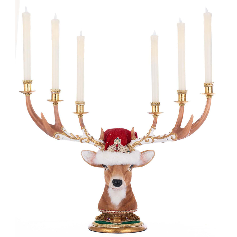 Elegant Christmas Ball Deer Head Candelabra - Vintage Holiday Decor for Mantel & Table Centerpiece | Perfect for Festive Home Decor, Winter Weddings & Christmas Parties