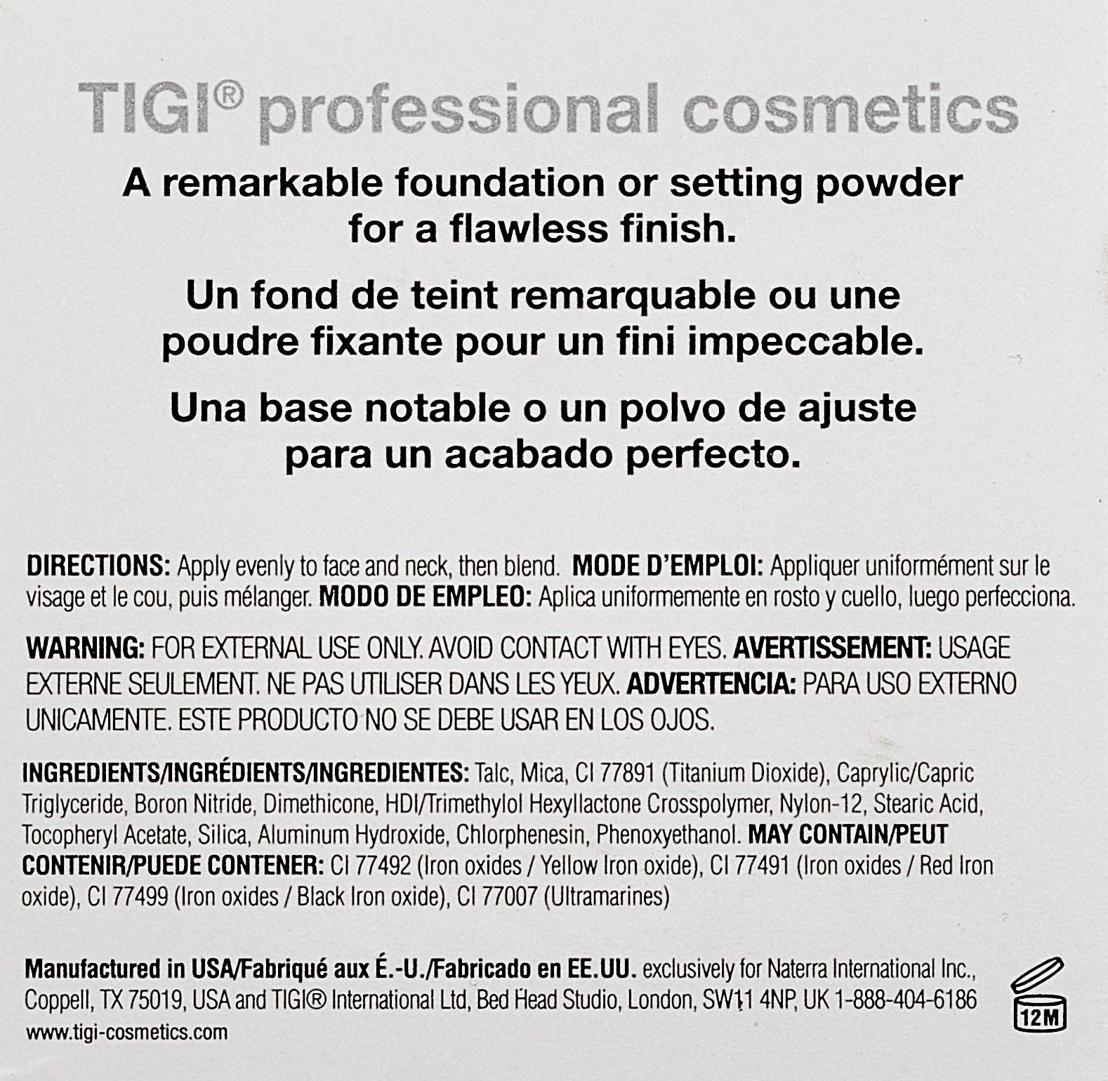TIGI Cosmetics Powder Foundation in Charm - 0.37 Ounce | Oil-Control, Lightweight & Buildable Coverage | Perfect for Everyday Wear & Touch-Ups On-The-Go