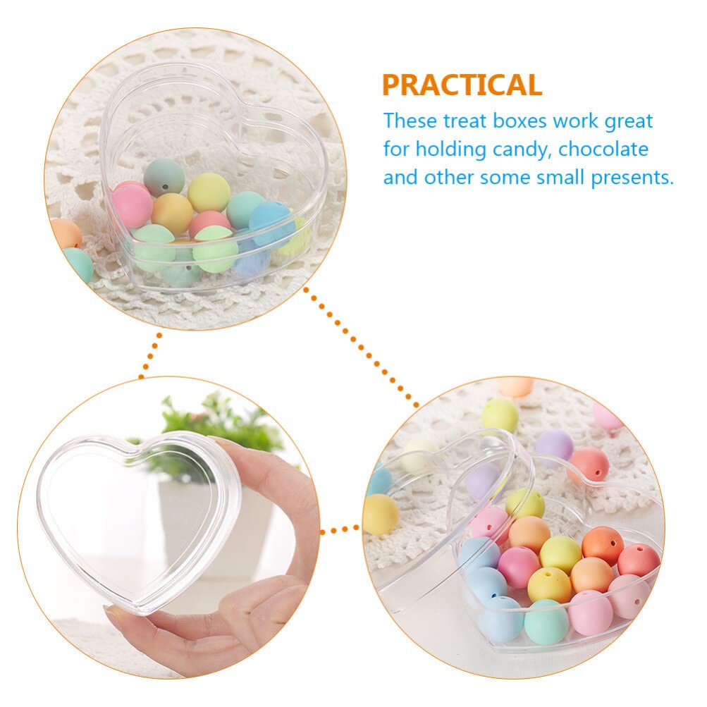 BESPORTBLE 5-Piece Heart Shaped Clear Candy Jewelry Storage Box - 8.5x8x4cm Transparent Wedding Favor Container - Perfect for Bridal Showers, Birthday Party Favors & Gift Packaging