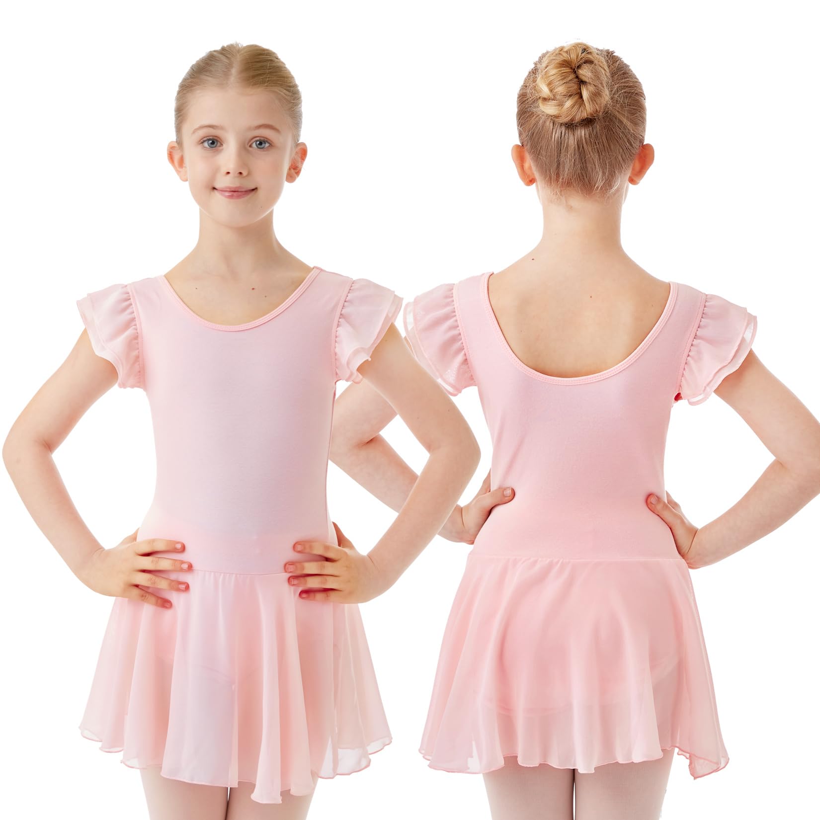 HiDance Girls' Ballet Leotard with Skirt - Dance Tutu Outfit for Ballet Class, Recital & Performance - Soft Stretch Ballet Costume for Toddler to Teen Ballerinas