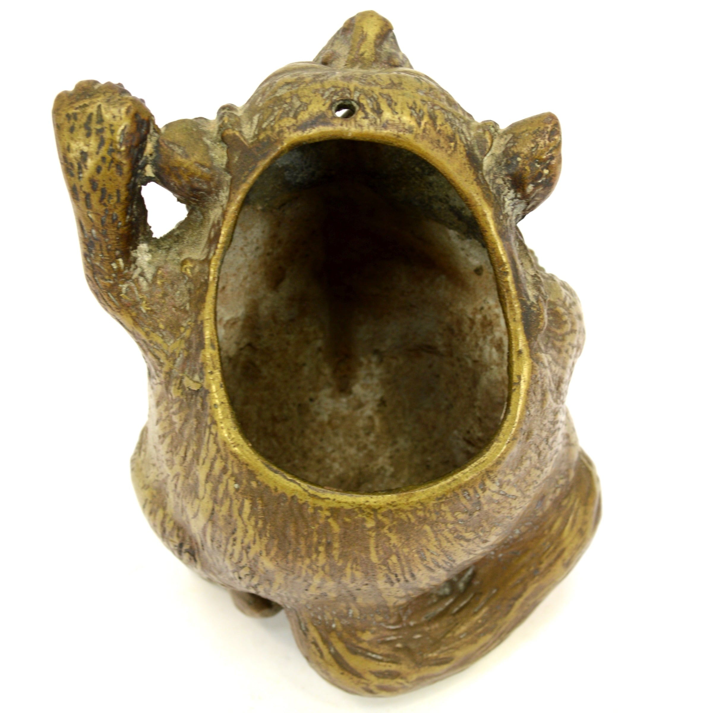 Antique Japanese Tanuki Figural Brass Incense Burner - Raccoon Dog Statue (Missing Lid) - Perfect for Home Decor, Zen Meditation & Asian-Inspired Gifts