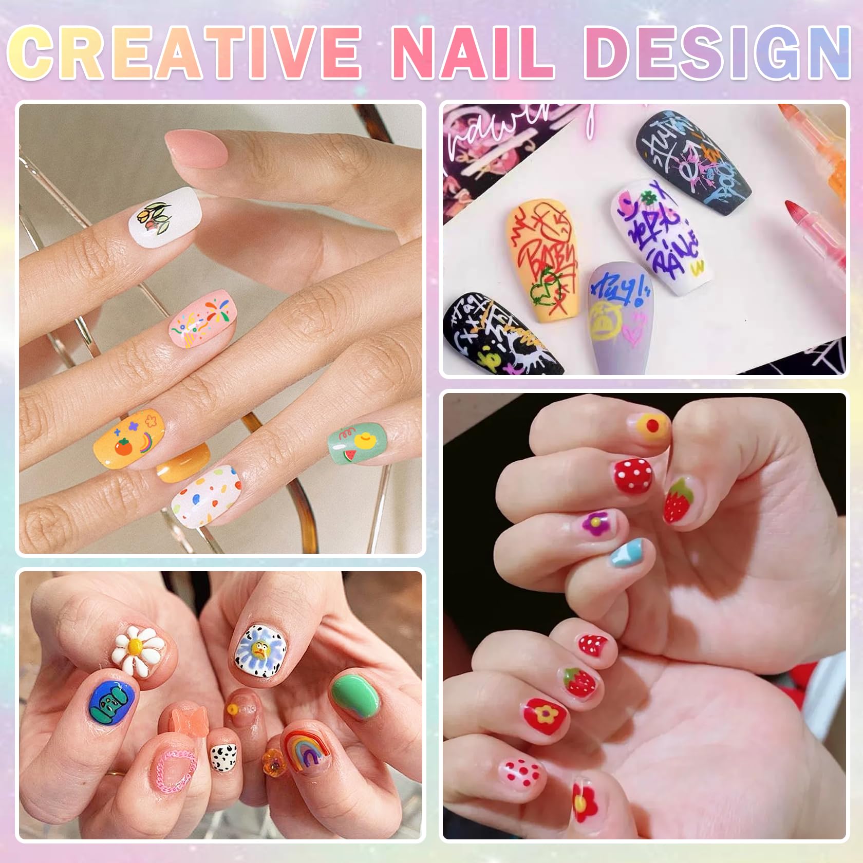 Professional 3D Nail Art Pen Set - 12 Color Acrylic Paint Nail Polish Pens for Drawing, Liner & Dotting - DIY Nail Design Kit for Salon, Home Manicure & Party Nail Art